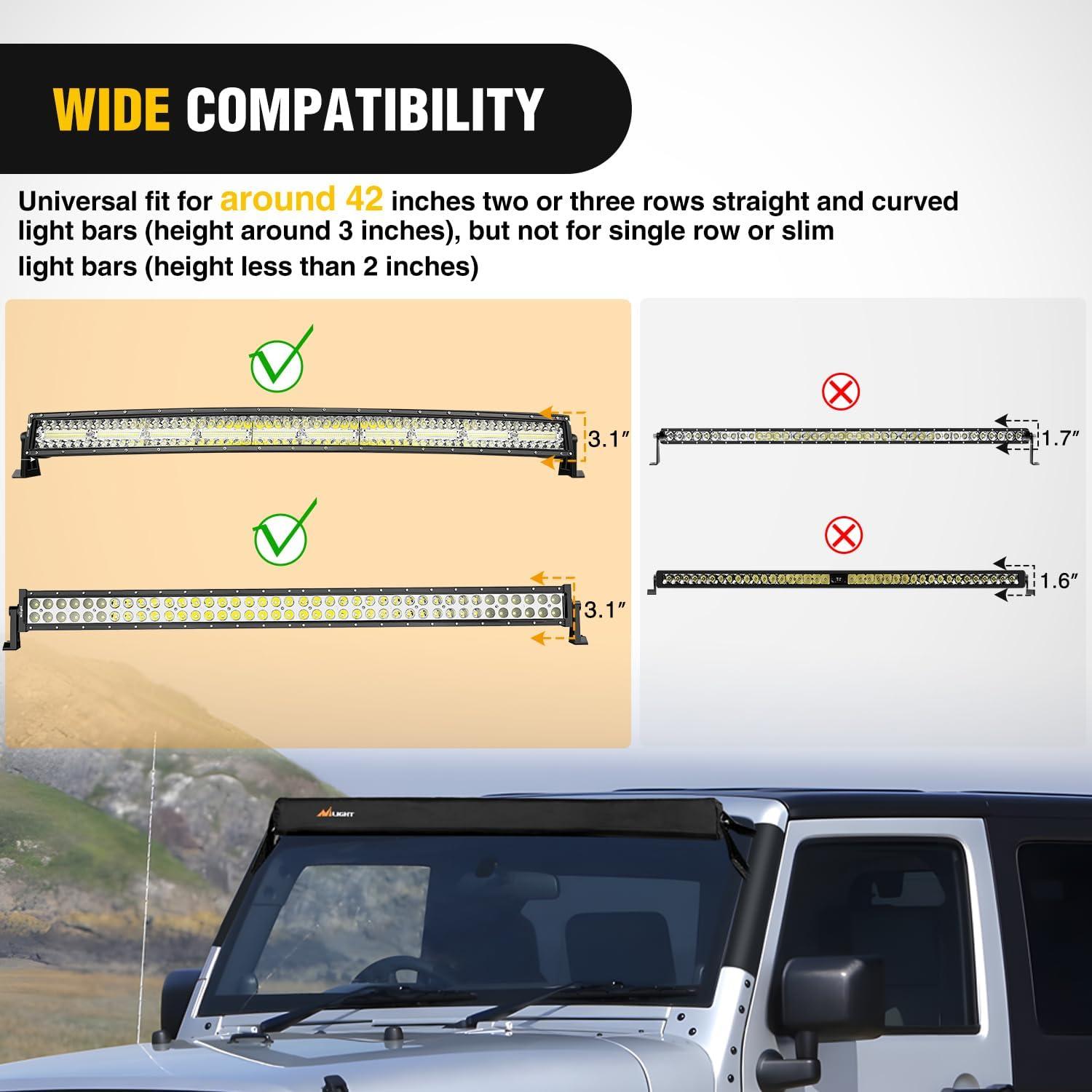 imageNilight LED Light Bar Cover 52 Inches Black Nylon Protective Sleeve Universal Fit Straight and Curved Bar Waterproof Dustproof ScratchProof Cove for Driving Off Road LightRectangular Black Nylon