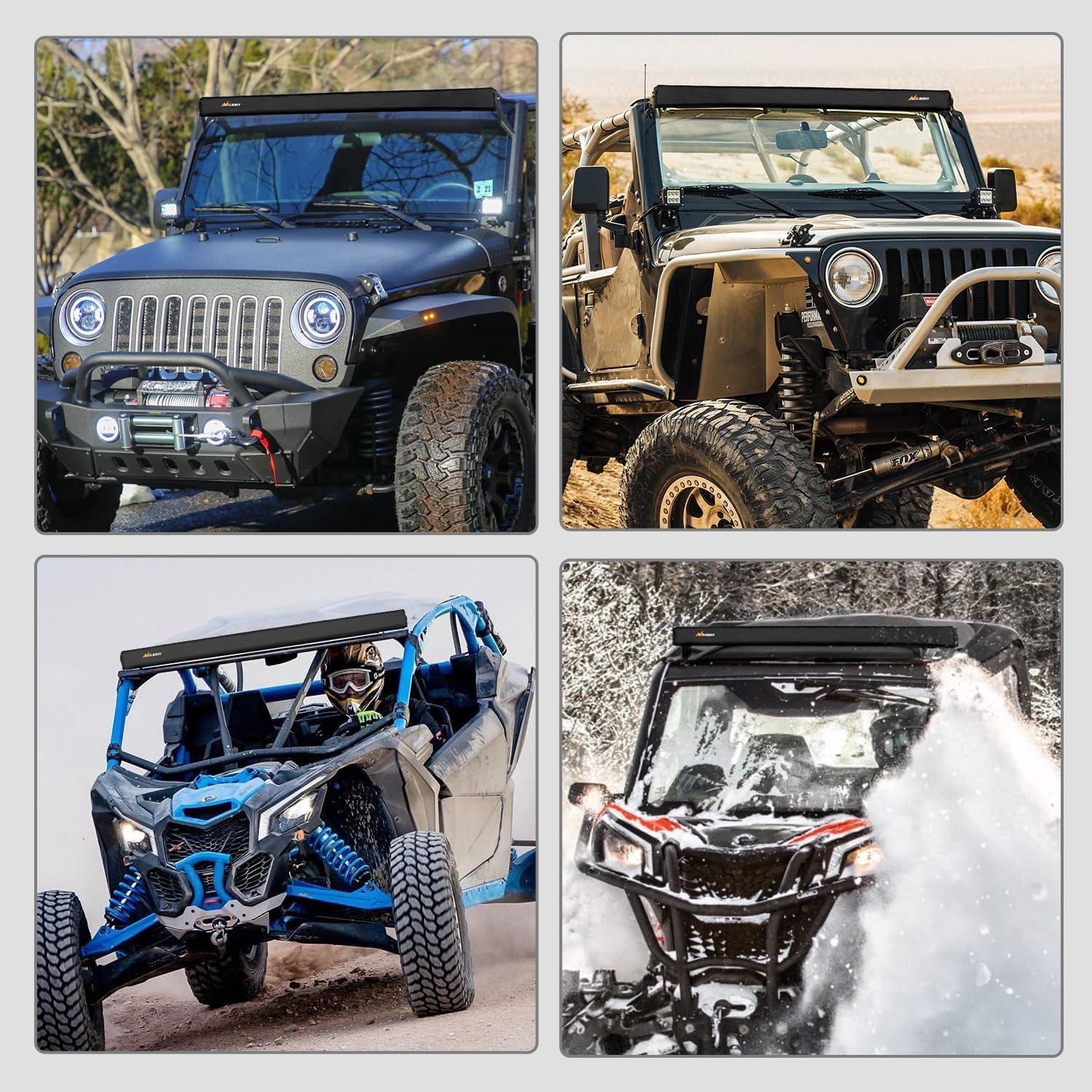 imageNilight LED Light Bar Cover 52 Inches Black Nylon Protective Sleeve Universal Fit Straight and Curved Bar Waterproof Dustproof ScratchProof Cove for Driving Off Road LightRectangular