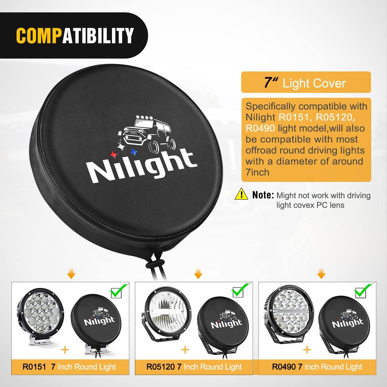imageNilight LED Light Bar Cover 52 Inches Black Nylon Protective Sleeve Universal Fit Straight and Curved Bar Waterproof Dustproof ScratchProof Cove for Driving Off Road LightRound Black