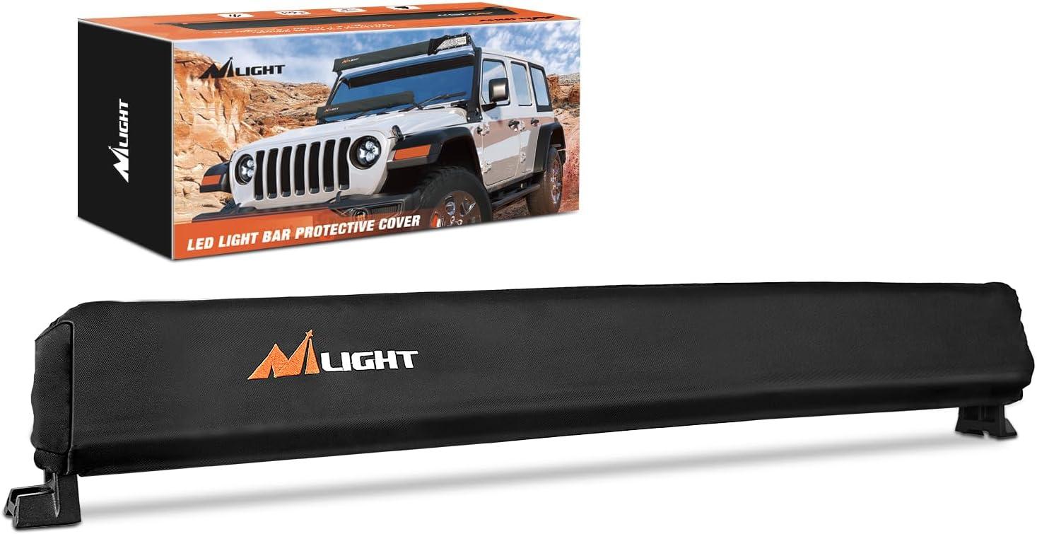 imageNilight LED Light Bar Cover 52 Inches Black Nylon Protective Sleeve Universal Fit Straight and Curved Bar Waterproof Dustproof ScratchProof Cove for Driving Off Road LightRectangular