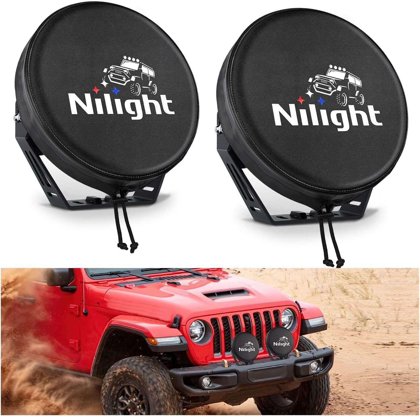 imageNilight LED Light Bar Cover 52 Inches Black Nylon Protective Sleeve Universal Fit Straight and Curved Bar Waterproof Dustproof ScratchProof Cove for Driving Off Road LightRound Black