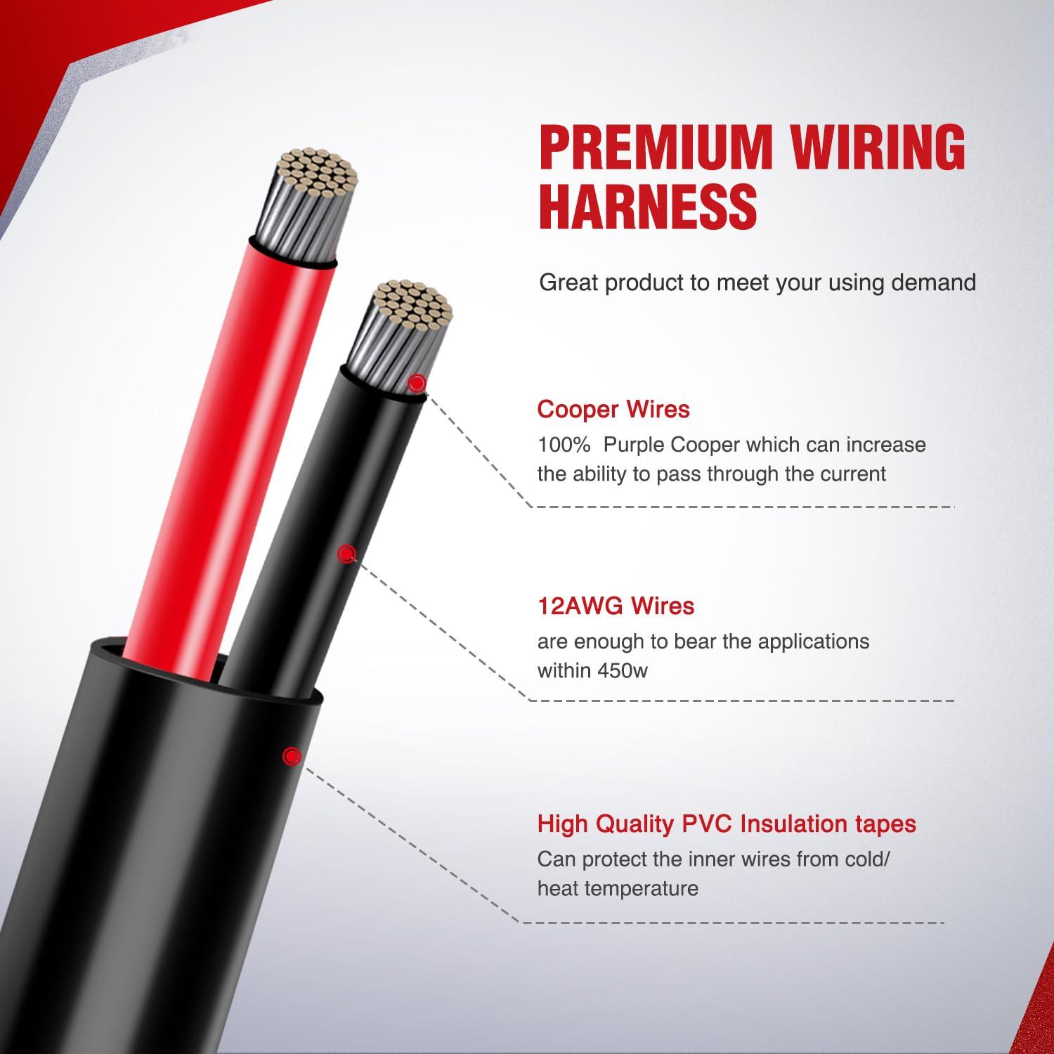 imageNilight LED Light Bar Wiring Harness Kit 12AWG Heavy Duty 12V 5Pin Rocker Switch Laser On Off Waterproof Switch Power Relay Blade Fuse2 Lead 10038W12AWG3 Leads