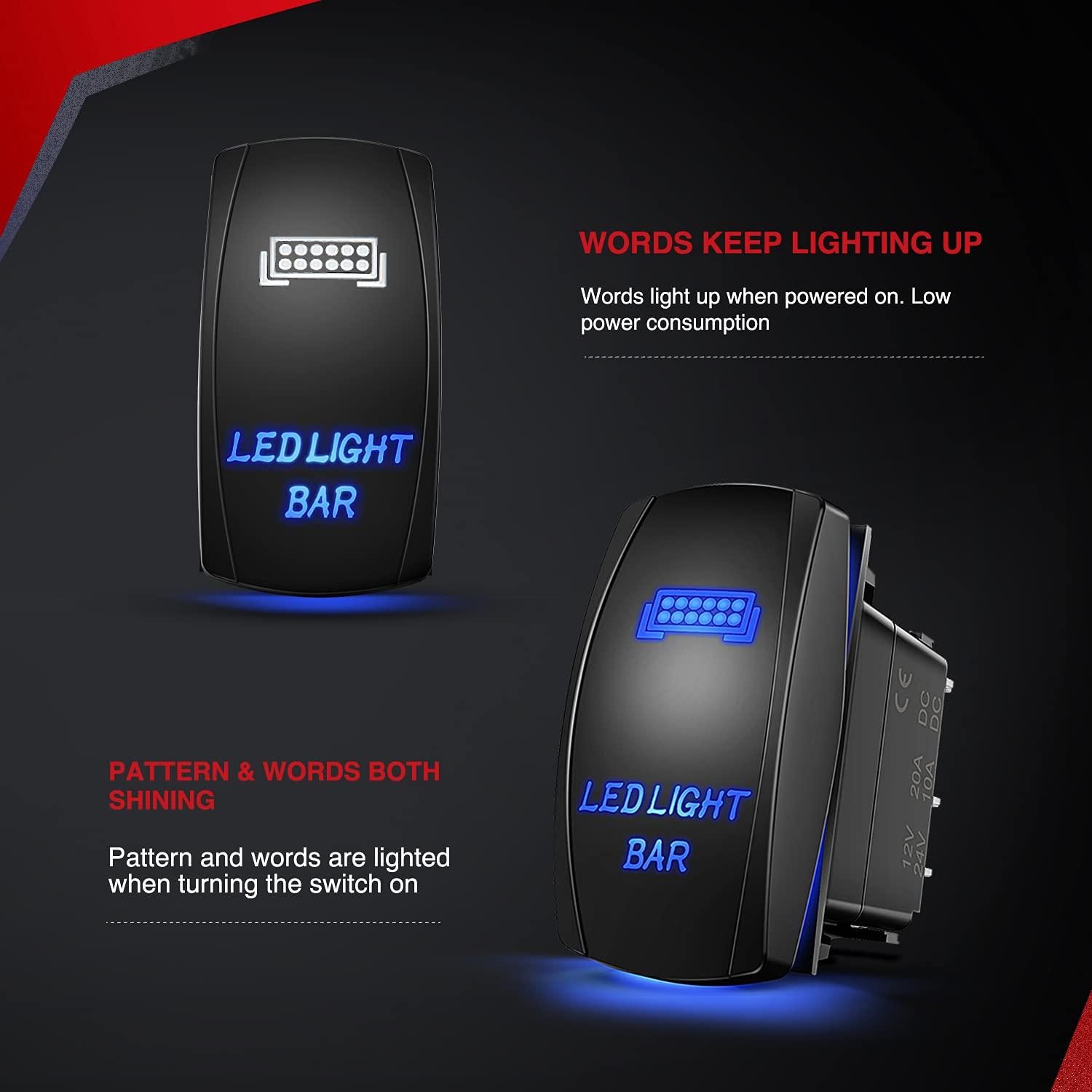 imageNilight LED Light Bar Wiring Harness Kit 12AWG Heavy Duty 12V 5Pin Rocker Switch Laser On Off Waterproof Switch Power Relay Blade Fuse2 Lead 10038W12AWG2 Leads