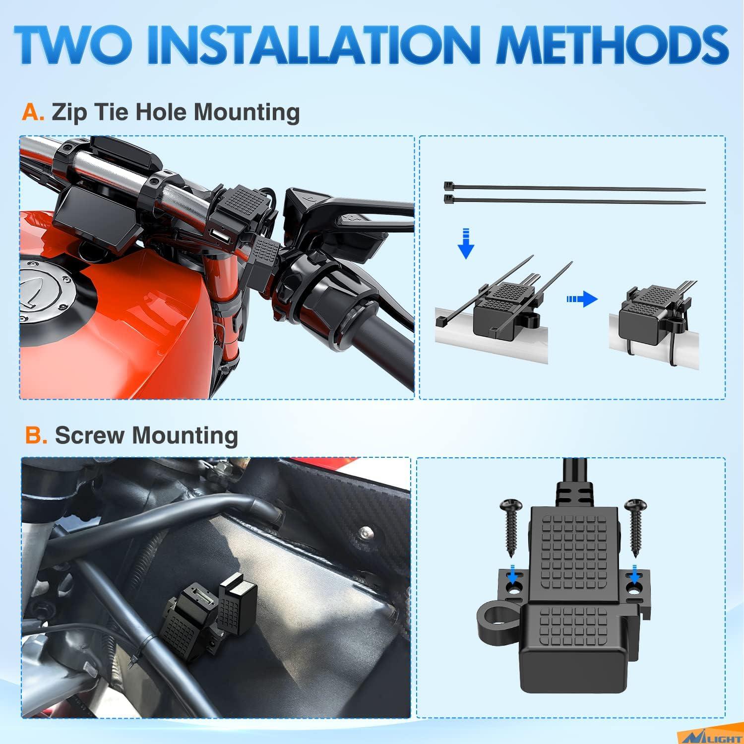 imageNilight LED Light Bar Wiring Harness Kit Motorcycle Handlebar Push Button Switch 16AWG 2 Leads 12V On Off for ATV UTV Driving Lights 78inchSAE TO USB Adapter