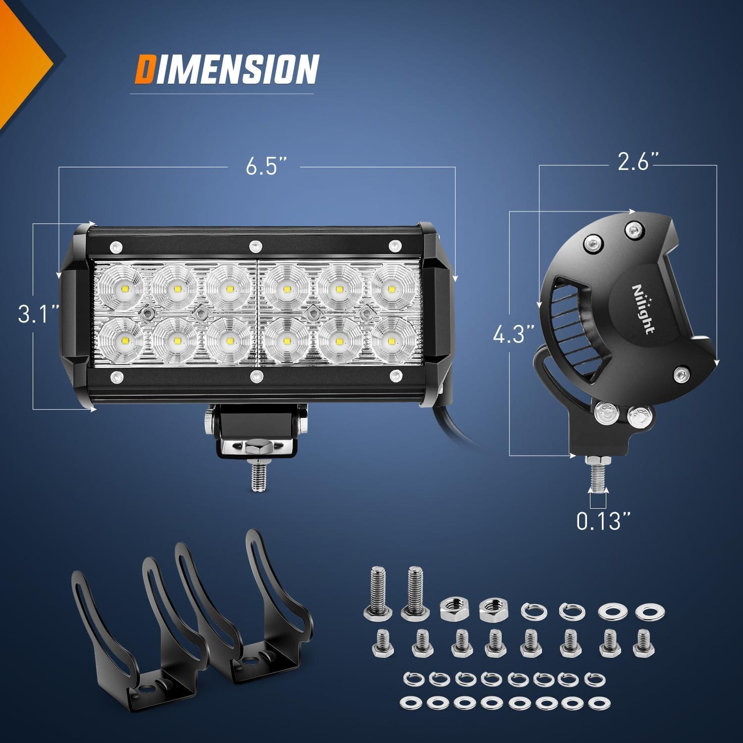 imageNilight LED Light Bar with YellowBlack Covers 2 PCS 36 W 65 Inch Flood Off Road Lights Super Bright Driving Fog Boat Lighting Pods for Trucks Pickup Golf Cart SUV ATV UTV 4x4 Van Camper65 inch light  cover