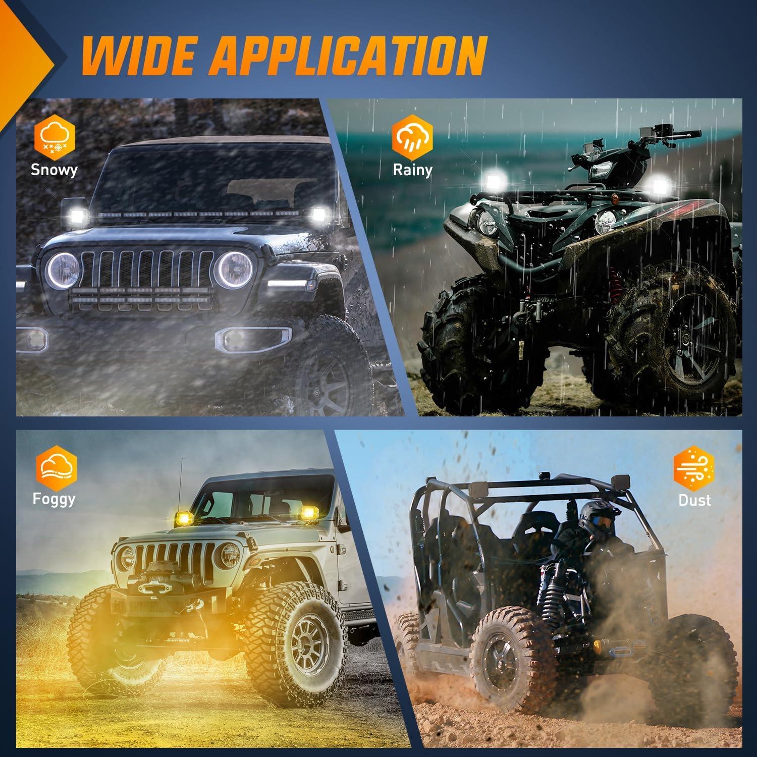 imageNilight LED Light Bar with YellowBlack Covers 2 PCS 36 W 65 Inch Flood Off Road Lights Super Bright Driving Fog Boat Lighting Pods for Trucks Pickup Golf Cart SUV ATV UTV 4x4 Van Camper3 inch light  cover