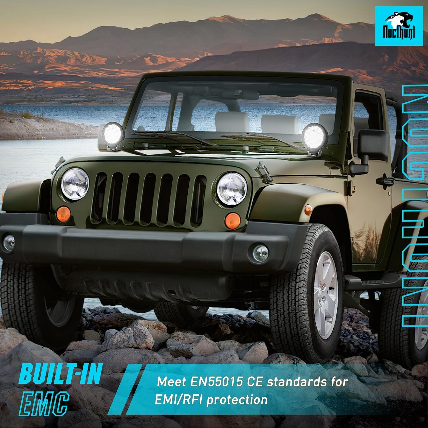 imageNilight LED Light Pods 2 PCS 4 Inch 19LED Super Slim Flood Beam Round Driving Offroad Work Side Ditch Lights Builtin EMC for Tractor Truck Motorbike Boat ATV4Inch 9Led Light Pods 2Pcs