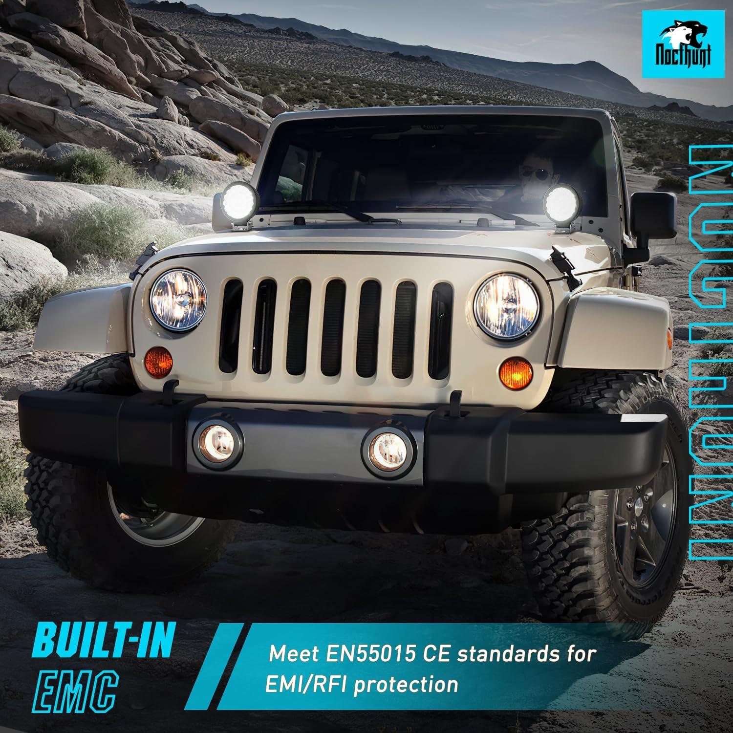 imageNilight LED Light Pods 2 PCS 4 Inch 19LED Super Slim Flood Beam Round Driving Offroad Work Side Ditch Lights Builtin EMC for Tractor Truck Motorbike Boat ATV43Inch 25Led Light Pods 2Pcs