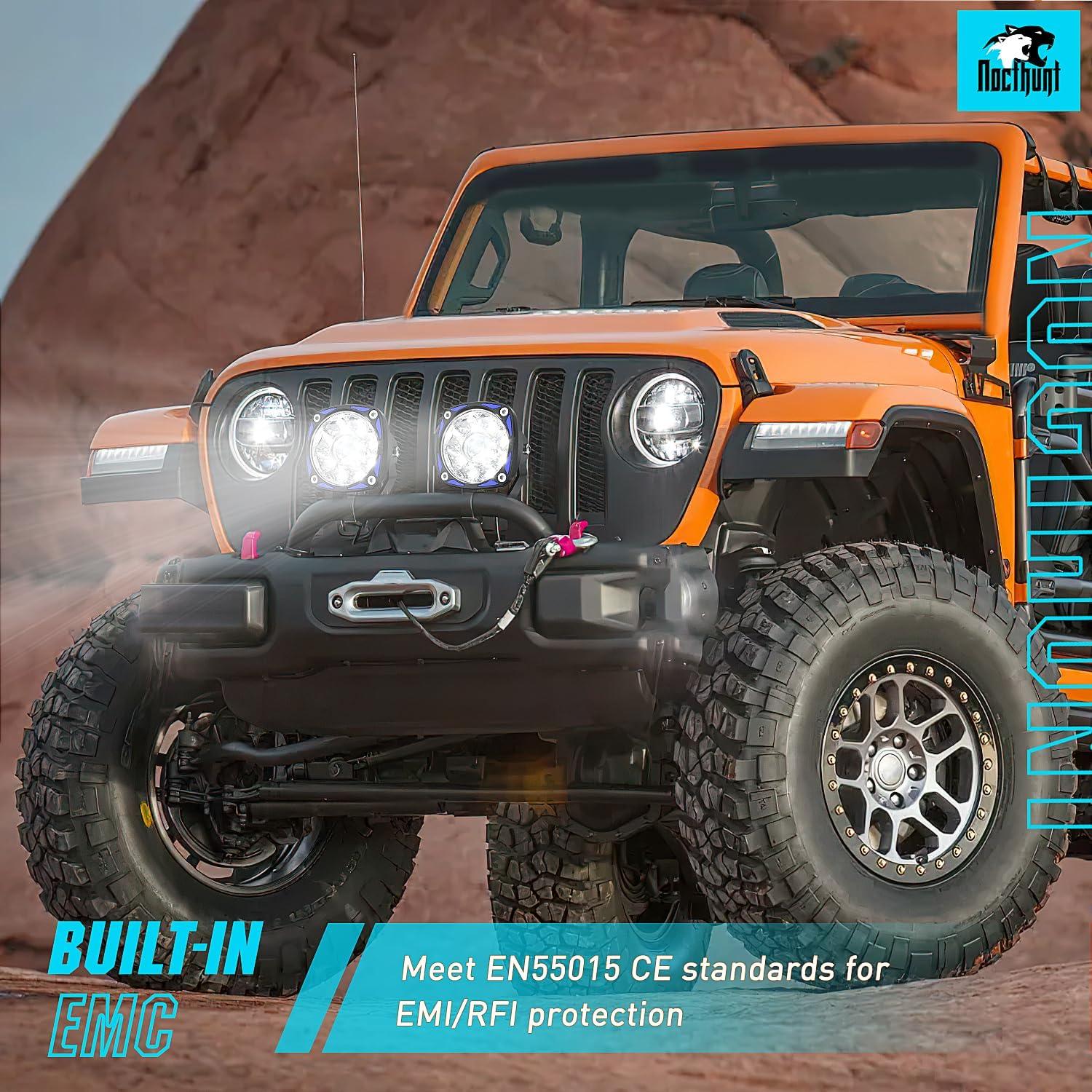 imageNilight LED Light Pods 575 Inch 12LED Round Offroad Driving Lights 2 PCS night vision Super Bright Spotlights w16AWG Rocker Switch Wiring Harness Kit for Truck ATV UTV3Inch 9Led Light Pods Wiring Kit