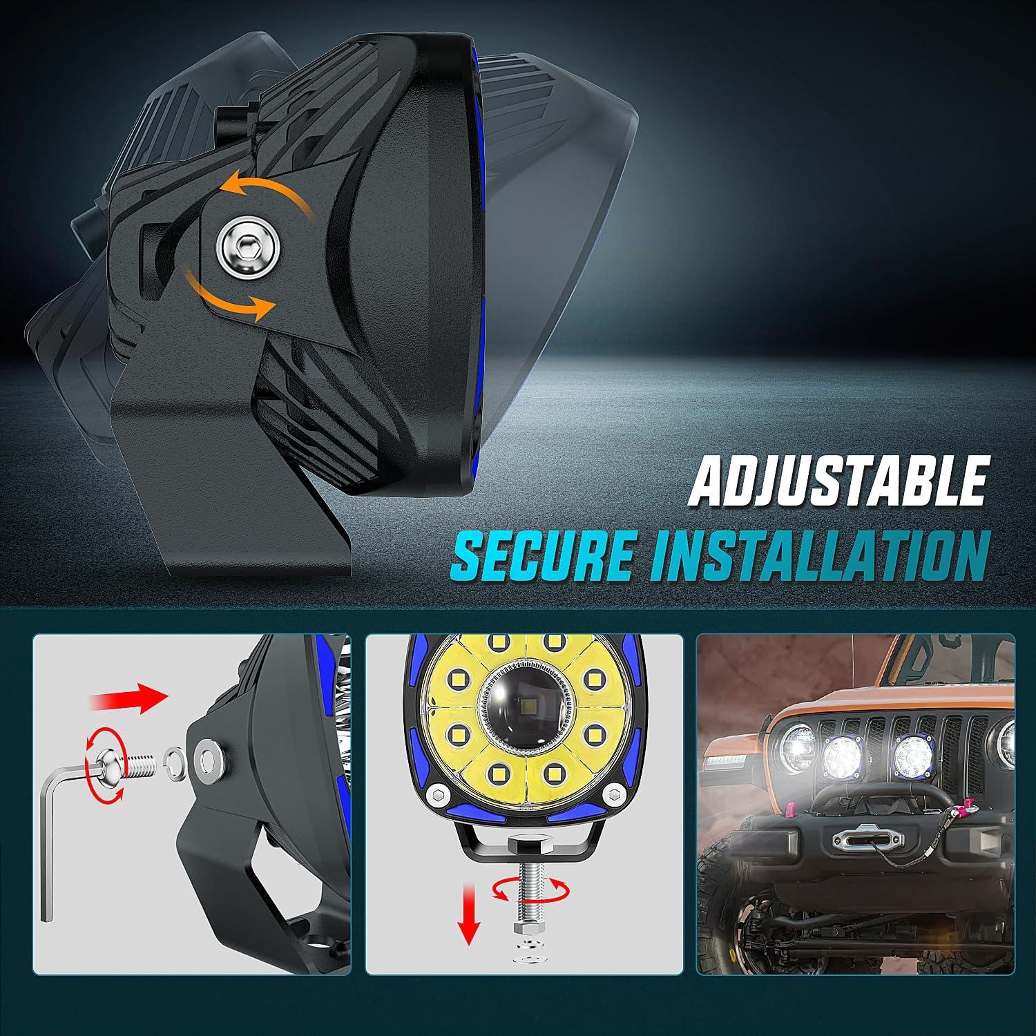 imageNilight LED Light Pods 575 Inch 12LED Round Offroad Driving Lights 2 PCS night vision Super Bright Spotlights w16AWG Rocker Switch Wiring Harness Kit for Truck ATV UTV3Inch 9Led Light Pods Wiring Kit