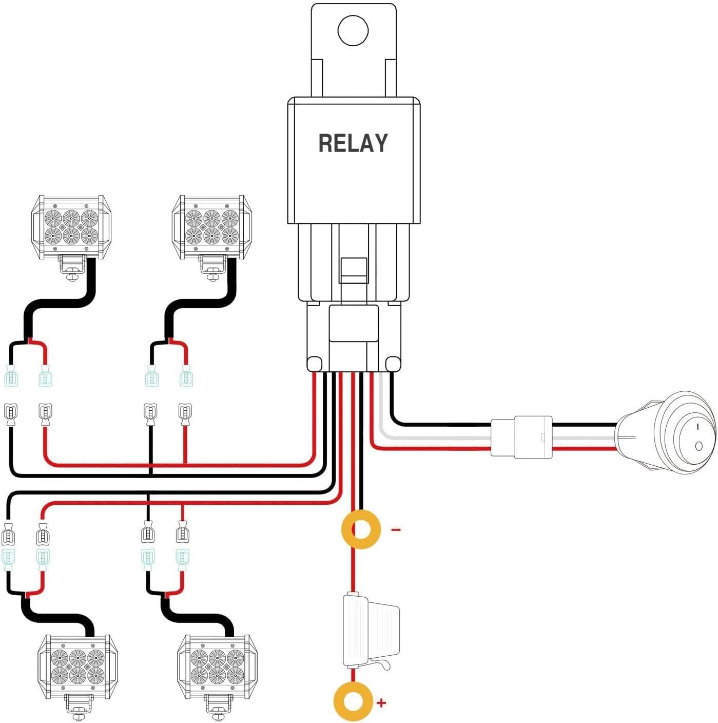 imageNilight LED Pods 4PCS 18W 1260lm Flood LED Light Bar Driving Fog Light Off Road Lights Work Light 24V 12V For Motorcycles Van Camper Wagon Car Pickup ATV UTV SUV Truck Boat 2 Years WarrantyLED Pods  Wiring Harness