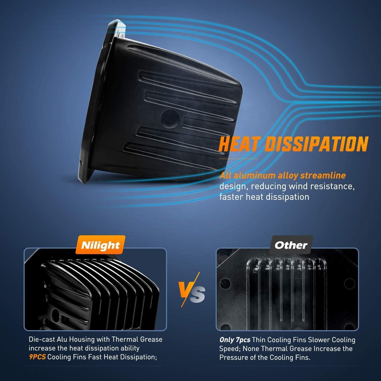 imageNilight LED Pods 4PCS 18W Flood Flush Mount LED Work Light Driving Lights Led Light Bar Off Road Fog Lights for Jeep Truck Tacoma Bumper ATV UTV4PCS 18W Flood Flush Mount