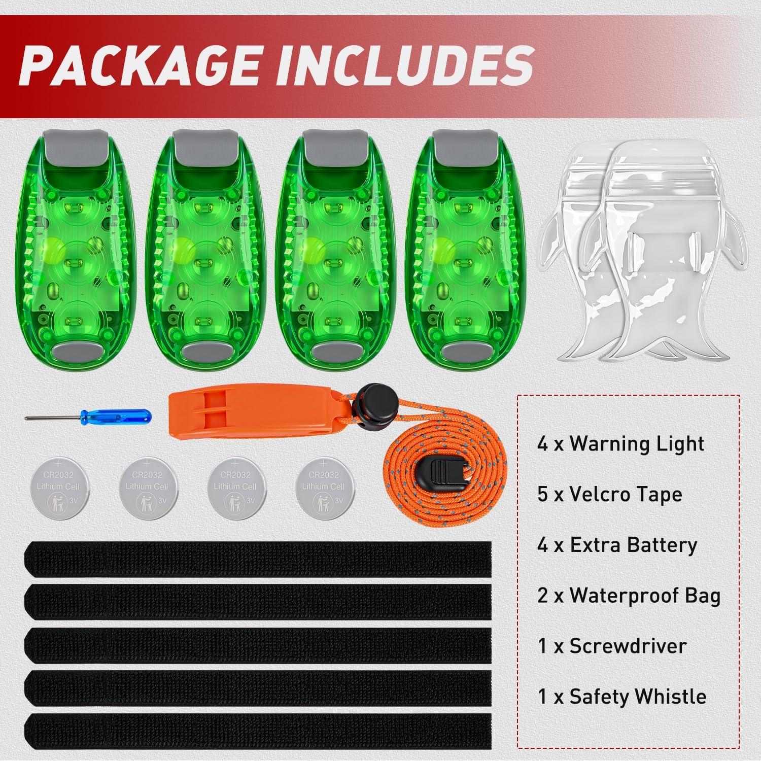 imageNilight LED Safety Light 4PCS Green Marine Navigation Bike Tail Lights Three Modes Waterproof Reflective Gear Clip On Flash Strobe Indicator Lamp for Night Boating Fishing Cycling JoggingGreen