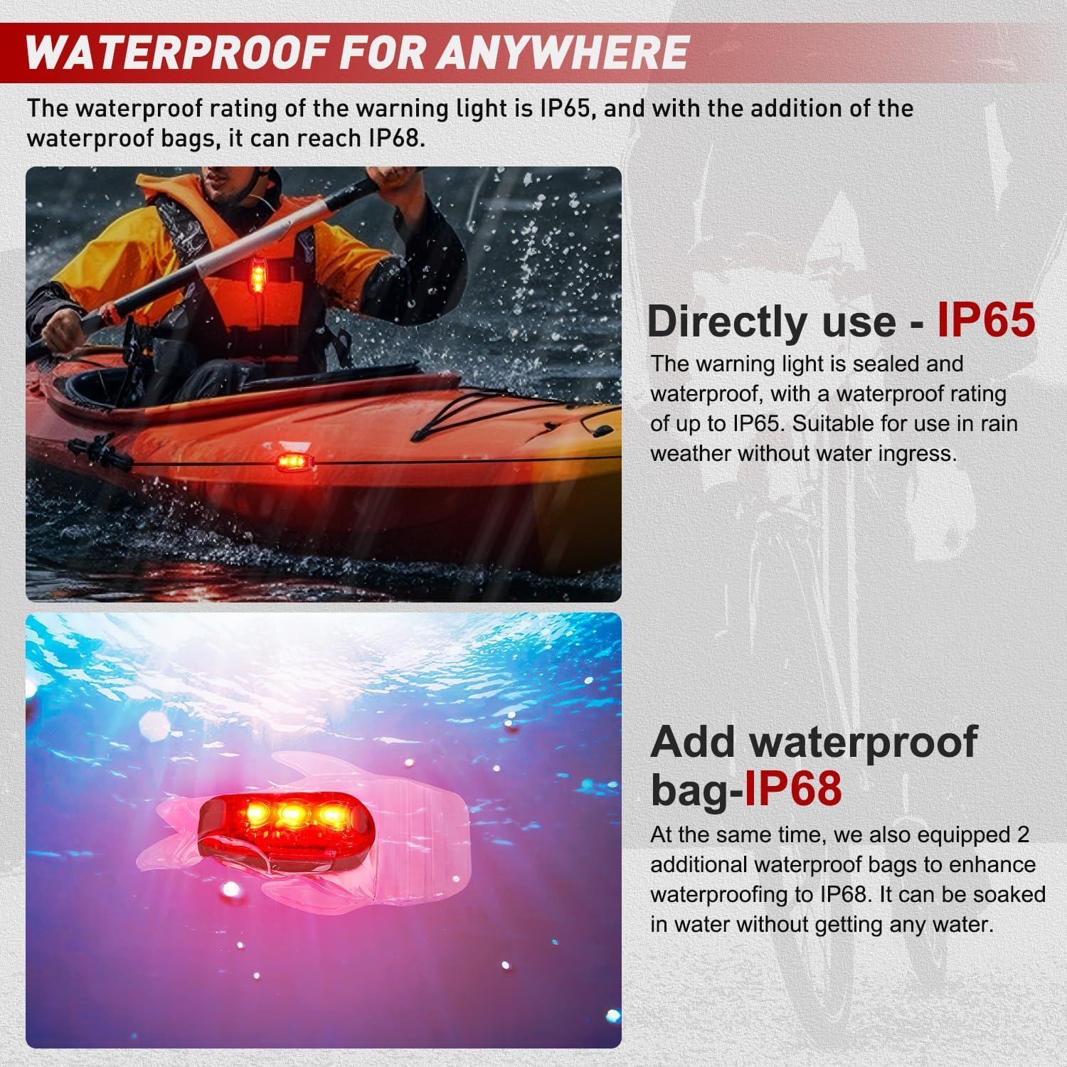 imageNilight LED Safety Light 4PCS Green Marine Navigation Bike Tail Lights Three Modes Waterproof Reflective Gear Clip On Flash Strobe Indicator Lamp for Night Boating Fishing Cycling Jogging3LED Safety LightRed