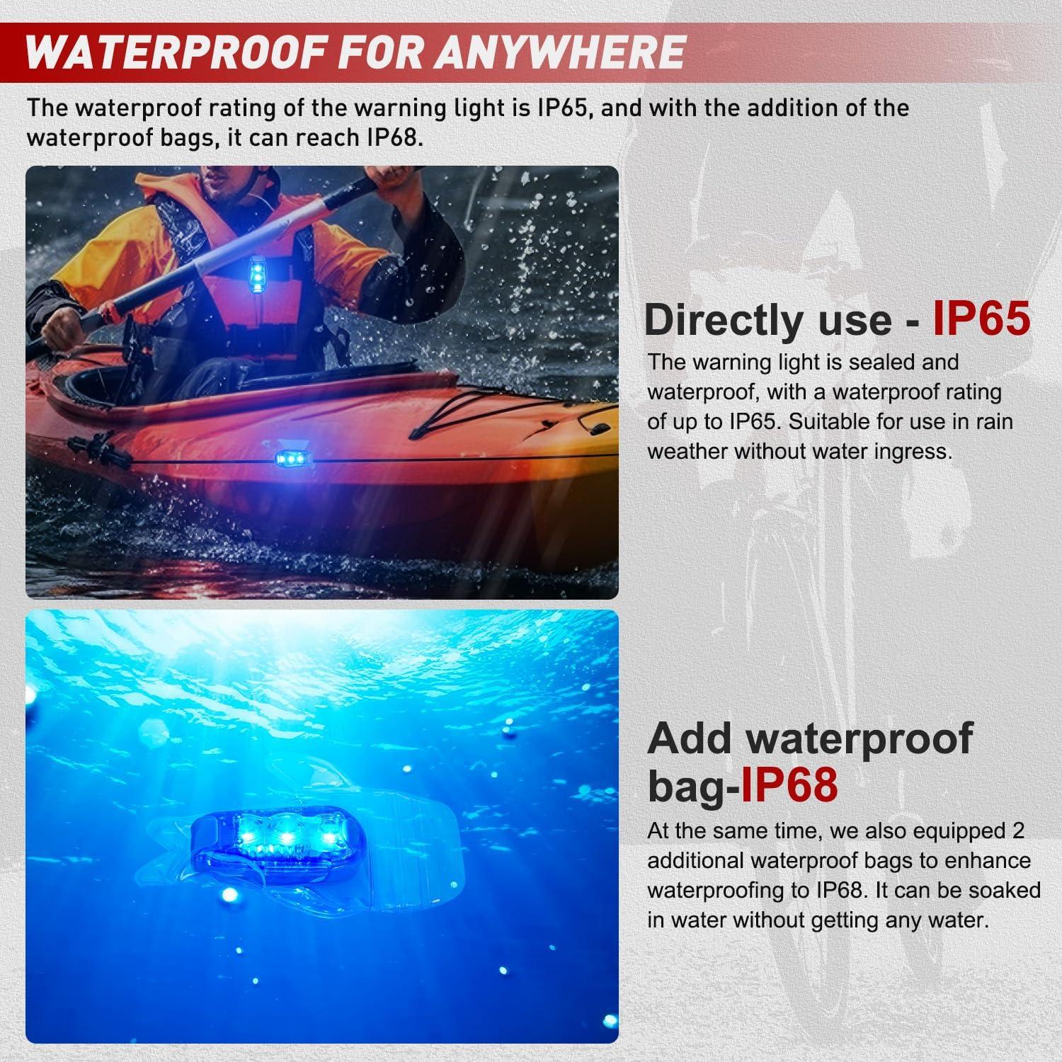 imageNilight LED Safety Light 4PCS Green Marine Navigation Bike Tail Lights Three Modes Waterproof Reflective Gear Clip On Flash Strobe Indicator Lamp for Night Boating Fishing Cycling Jogging3LED Safety LightBlue