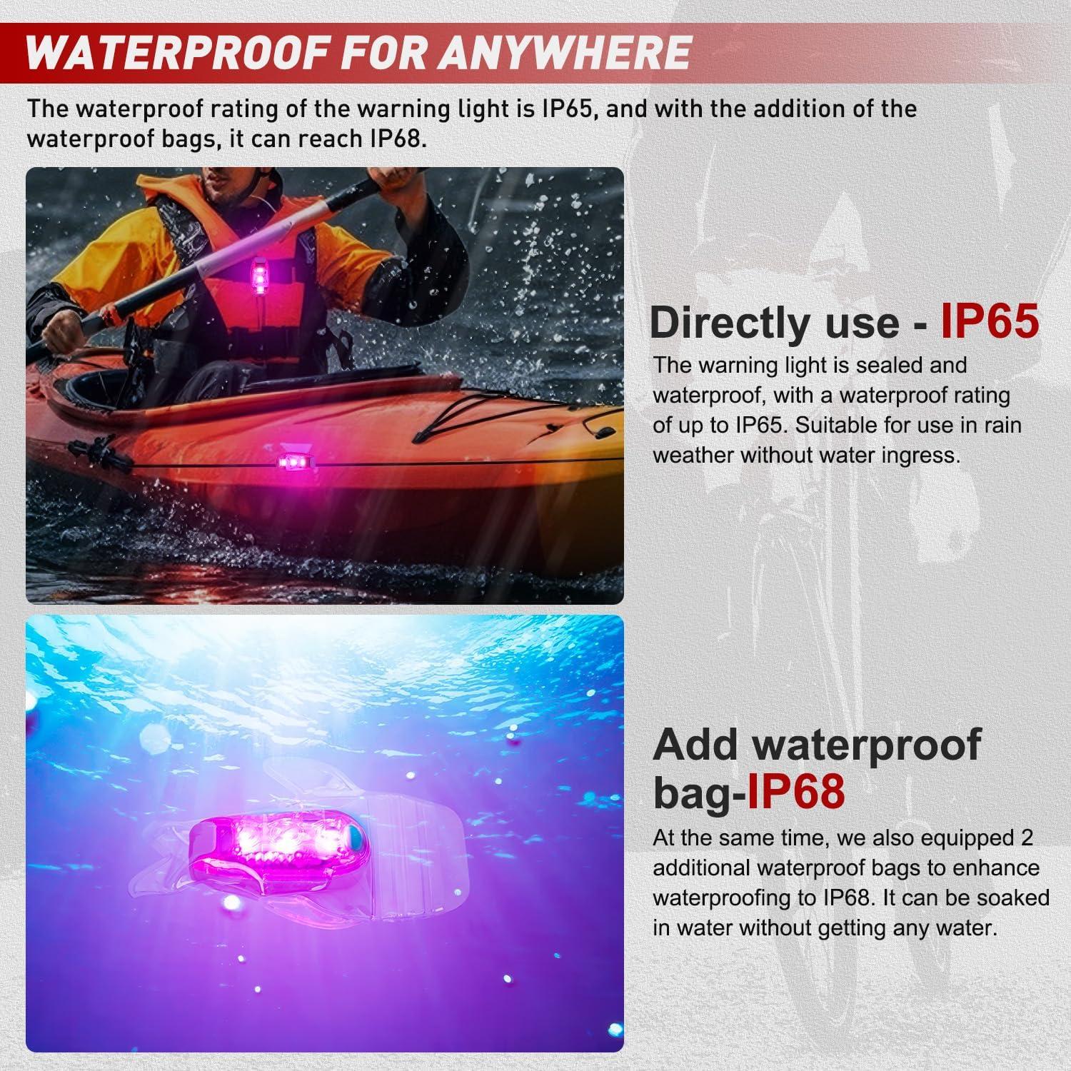 imageNilight LED Safety Light 4PCS Green Marine Navigation Bike Tail Lights Three Modes Waterproof Reflective Gear Clip On Flash Strobe Indicator Lamp for Night Boating Fishing Cycling Jogging3LED Safety LightPink