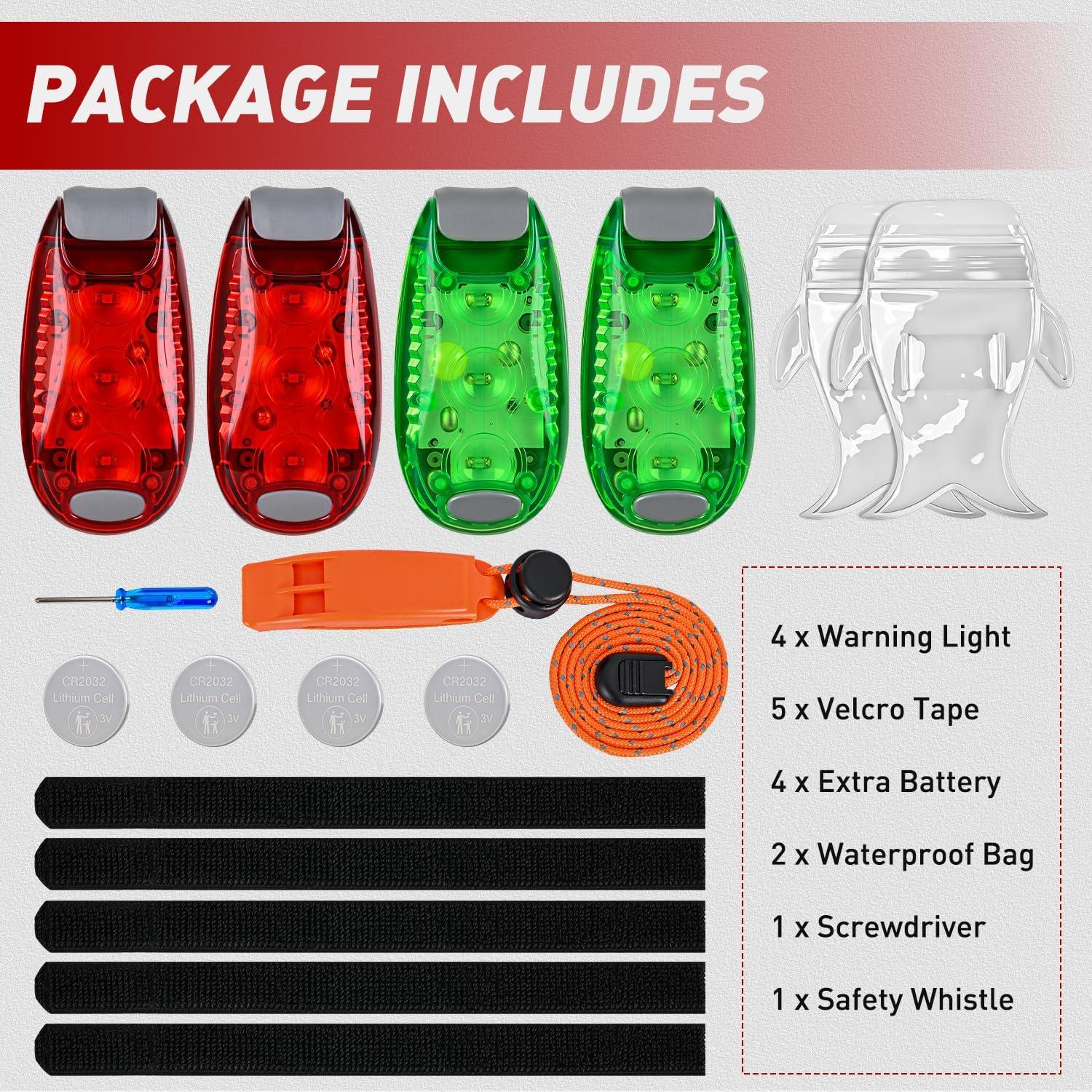 imageNilight LED Safety Light 4PCS Green Marine Navigation Bike Tail Lights Three Modes Waterproof Reflective Gear Clip On Flash Strobe Indicator Lamp for Night Boating Fishing Cycling Jogging3LED Safety LightRed Green