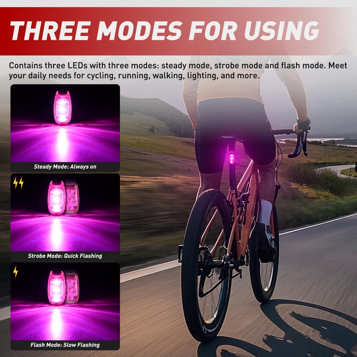 imageNilight LED Safety Light 4PCS Green Marine Navigation Bike Tail Lights Three Modes Waterproof Reflective Gear Clip On Flash Strobe Indicator Lamp for Night Boating Fishing Cycling Jogging3LED Safety LightPink