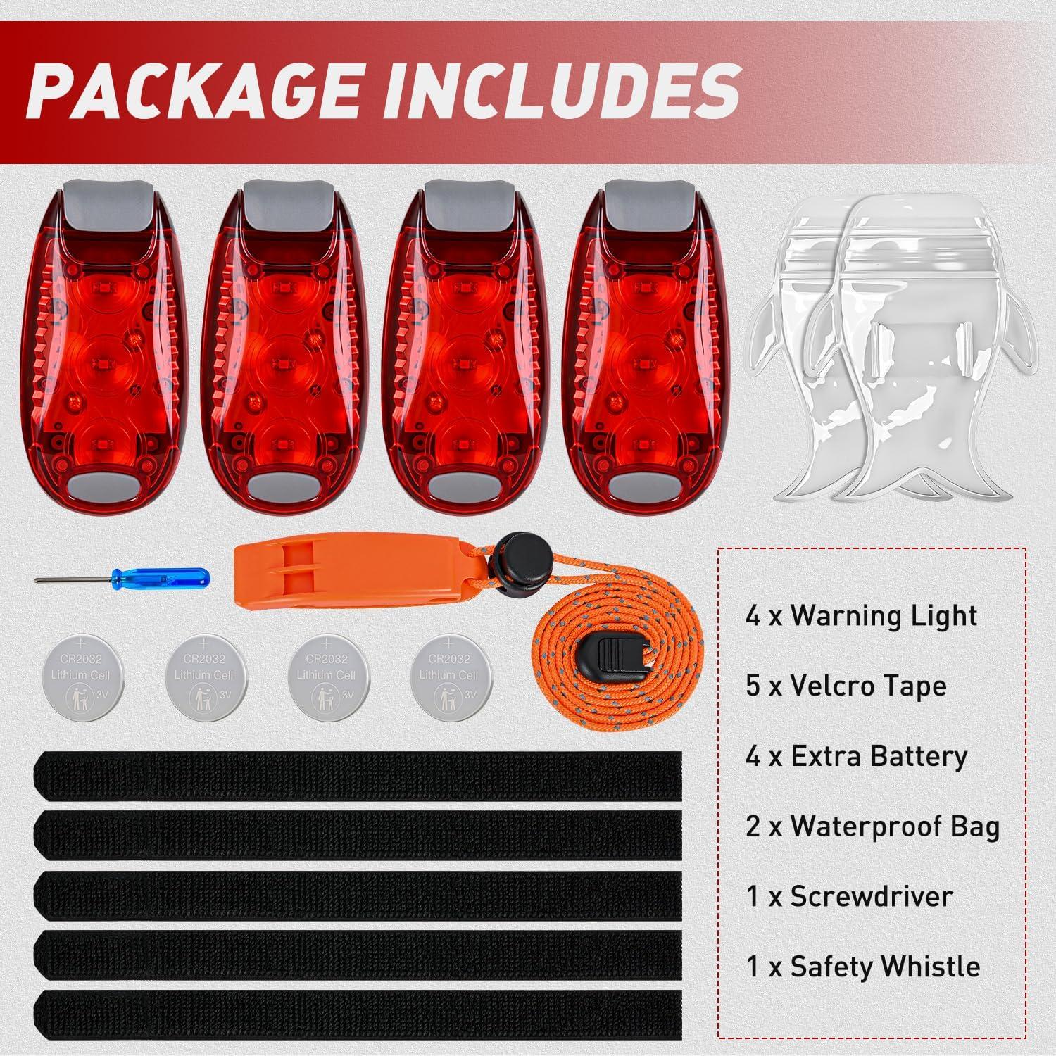 imageNilight LED Safety Light 4PCS Green Marine Navigation Bike Tail Lights Three Modes Waterproof Reflective Gear Clip On Flash Strobe Indicator Lamp for Night Boating Fishing Cycling Jogging3LED Safety LightRed