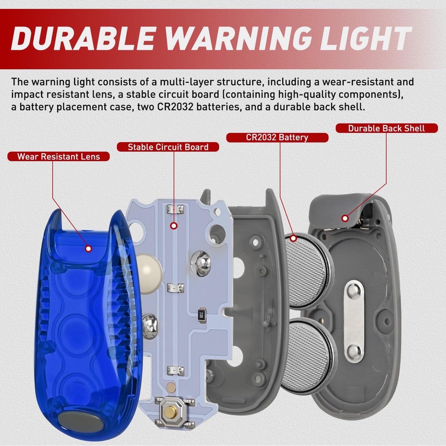 imageNilight LED Safety Light 4PCS Green Marine Navigation Bike Tail Lights Three Modes Waterproof Reflective Gear Clip On Flash Strobe Indicator Lamp for Night Boating Fishing Cycling Jogging3LED Safety LightBlue