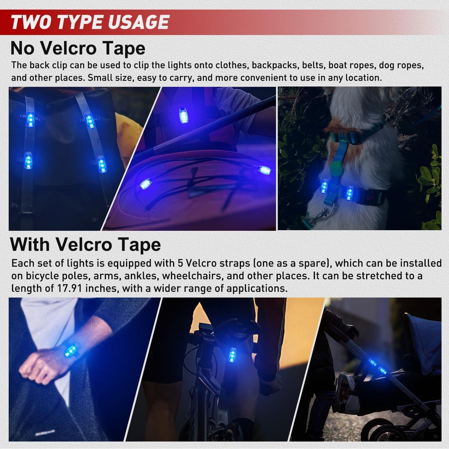 imageNilight LED Safety Light 4PCS Green Marine Navigation Bike Tail Lights Three Modes Waterproof Reflective Gear Clip On Flash Strobe Indicator Lamp for Night Boating Fishing Cycling Jogging3LED Safety LightBlue