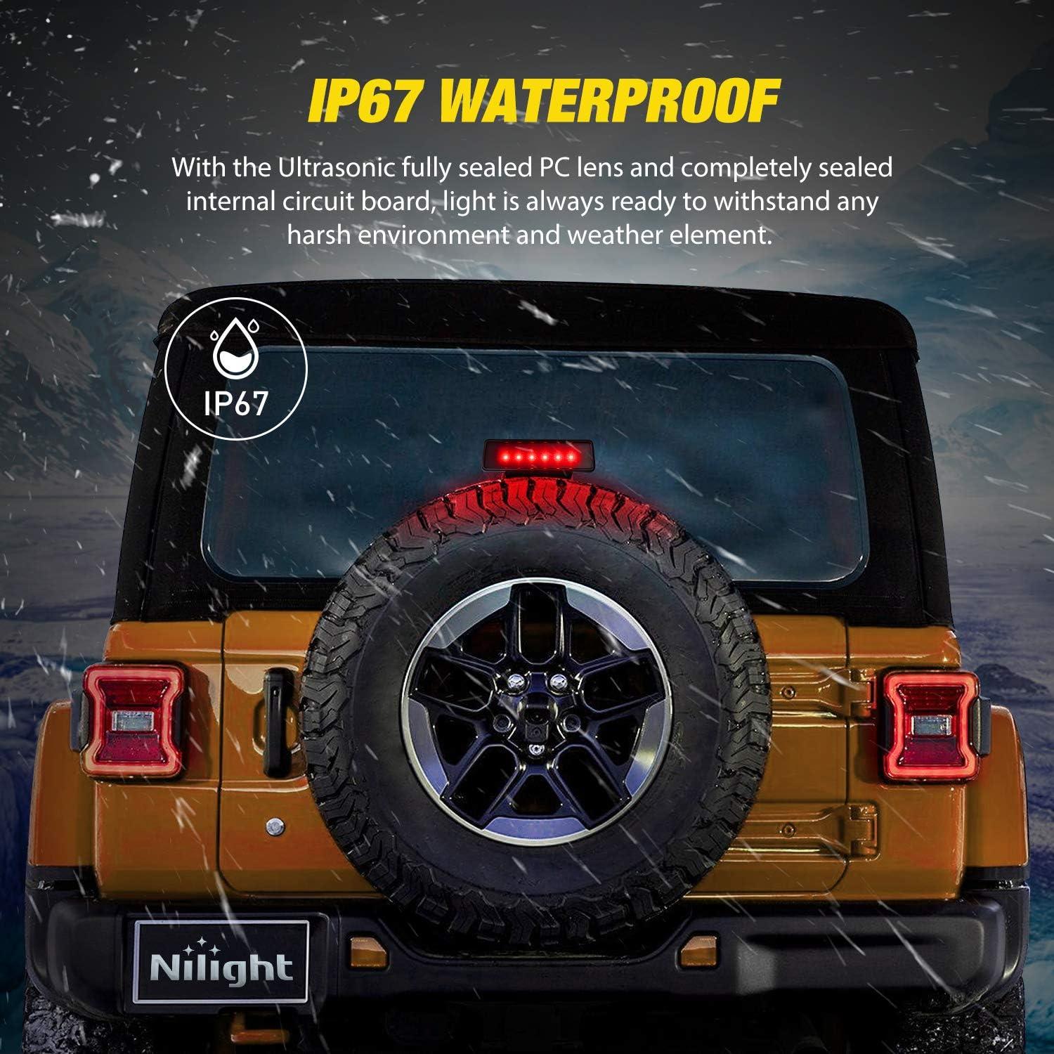 imageNilight LED Third Brake Lights High Mount Stop Tail Light with Smoked Lens for 20072018 Wrangler JKJK 20072017 Third Brake Light