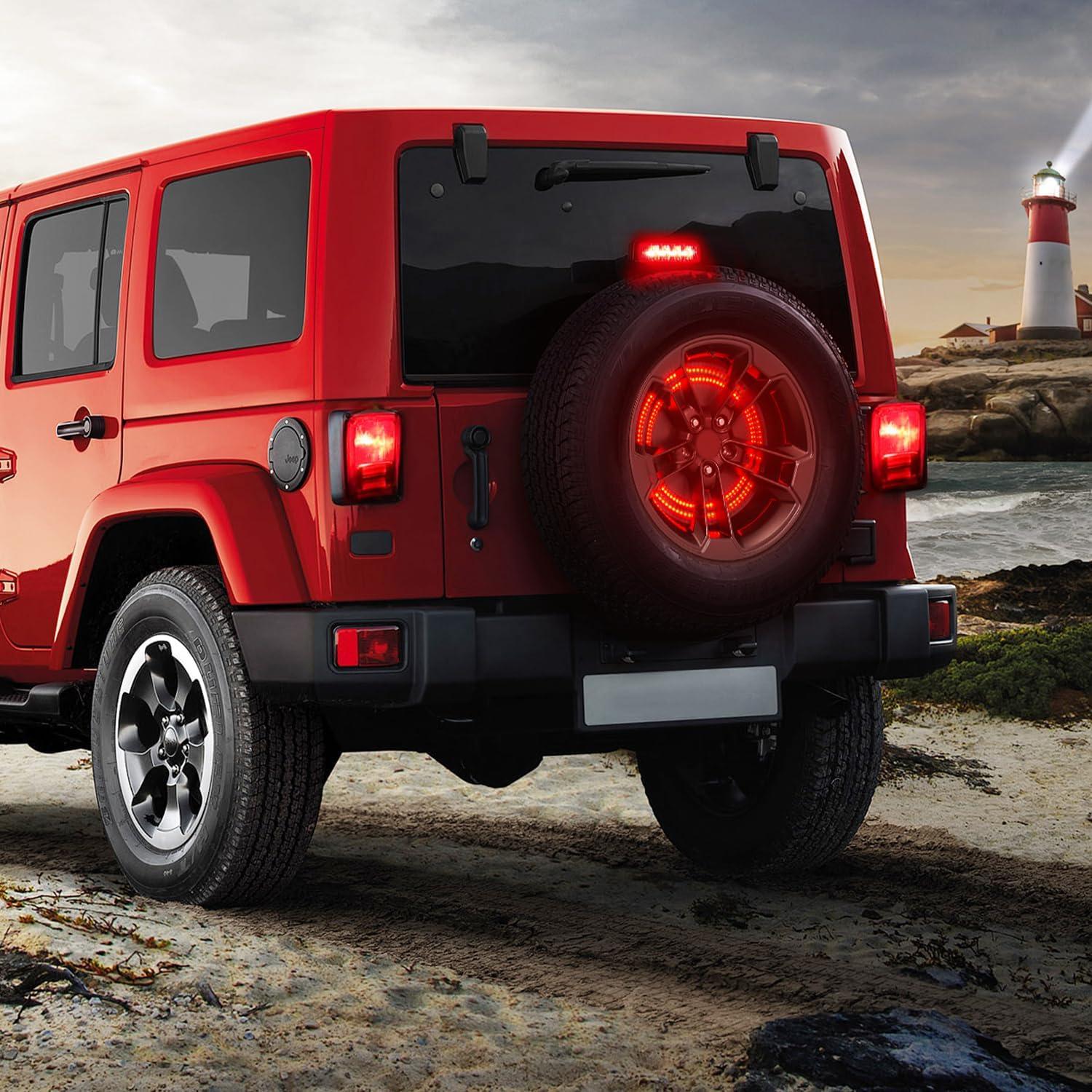 imageNilight LED Third Brake Lights High Mount Stop Tail Light with Smoked Lens for 20072018 Wrangler JKJK 20072017 Tire Brake Light Double Row