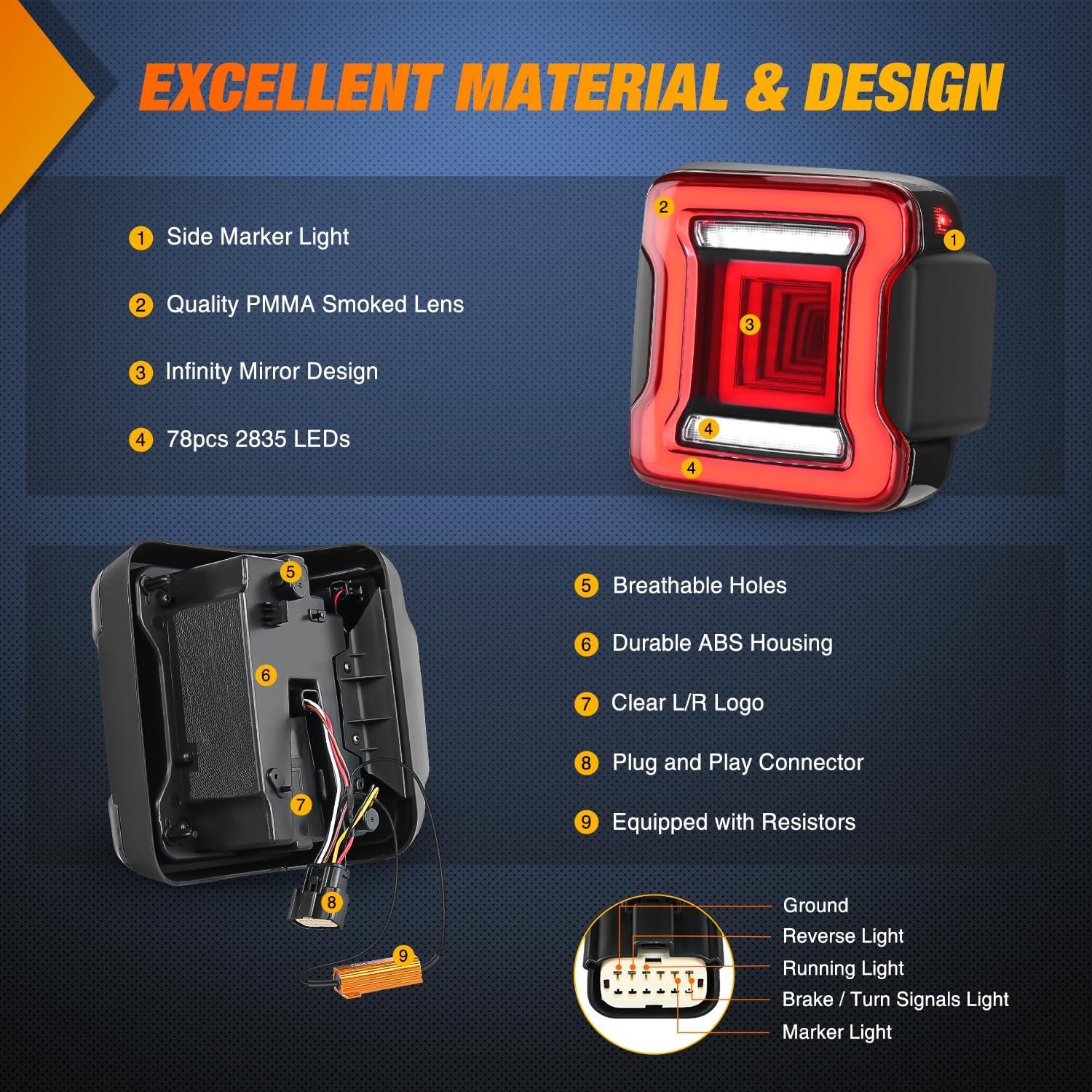 imageNilight LED Third Brake Lights High Mount Stop Tail Light with Smoked Lens for 20072018 Wrangler JKJL 20182025 Tail Light