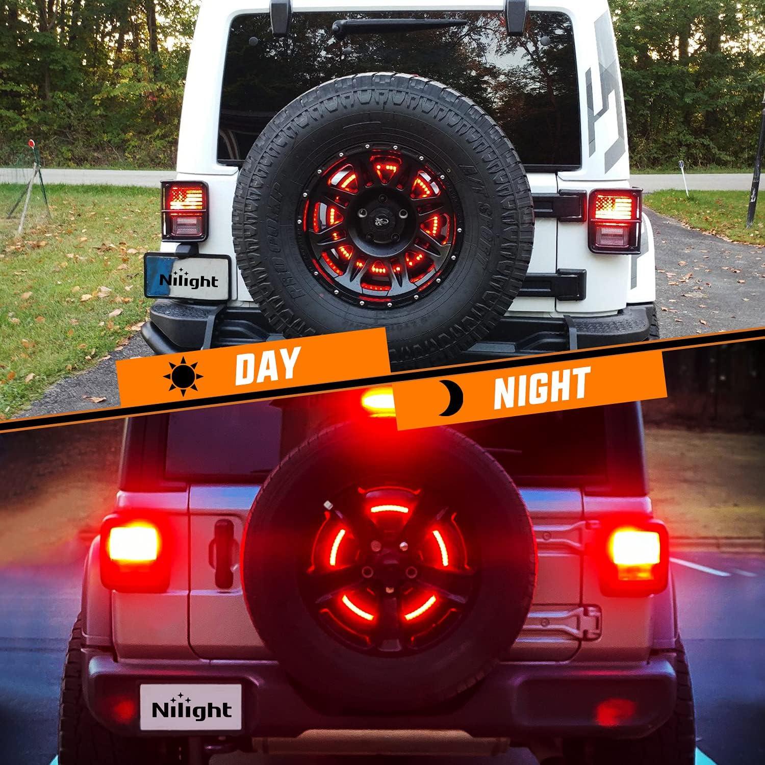 imageNilight LED Third Brake Lights High Mount Stop Tail Light with Smoked Lens for 20072018 Wrangler JKJL 20182025 Tire Brake Light