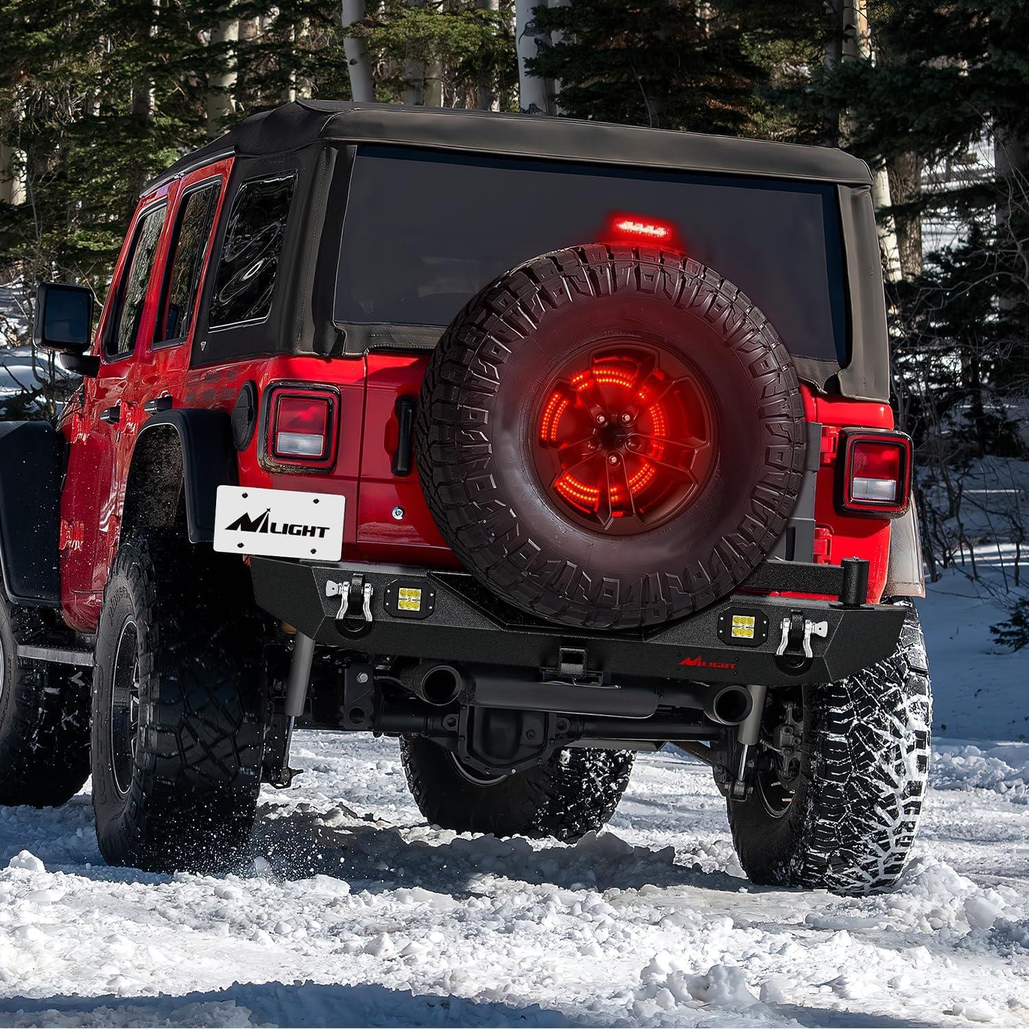 imageNilight LED Third Brake Lights High Mount Stop Tail Light with Smoked Lens for 20072018 Wrangler JKJL 20182025 Tire Brake Light Double Row