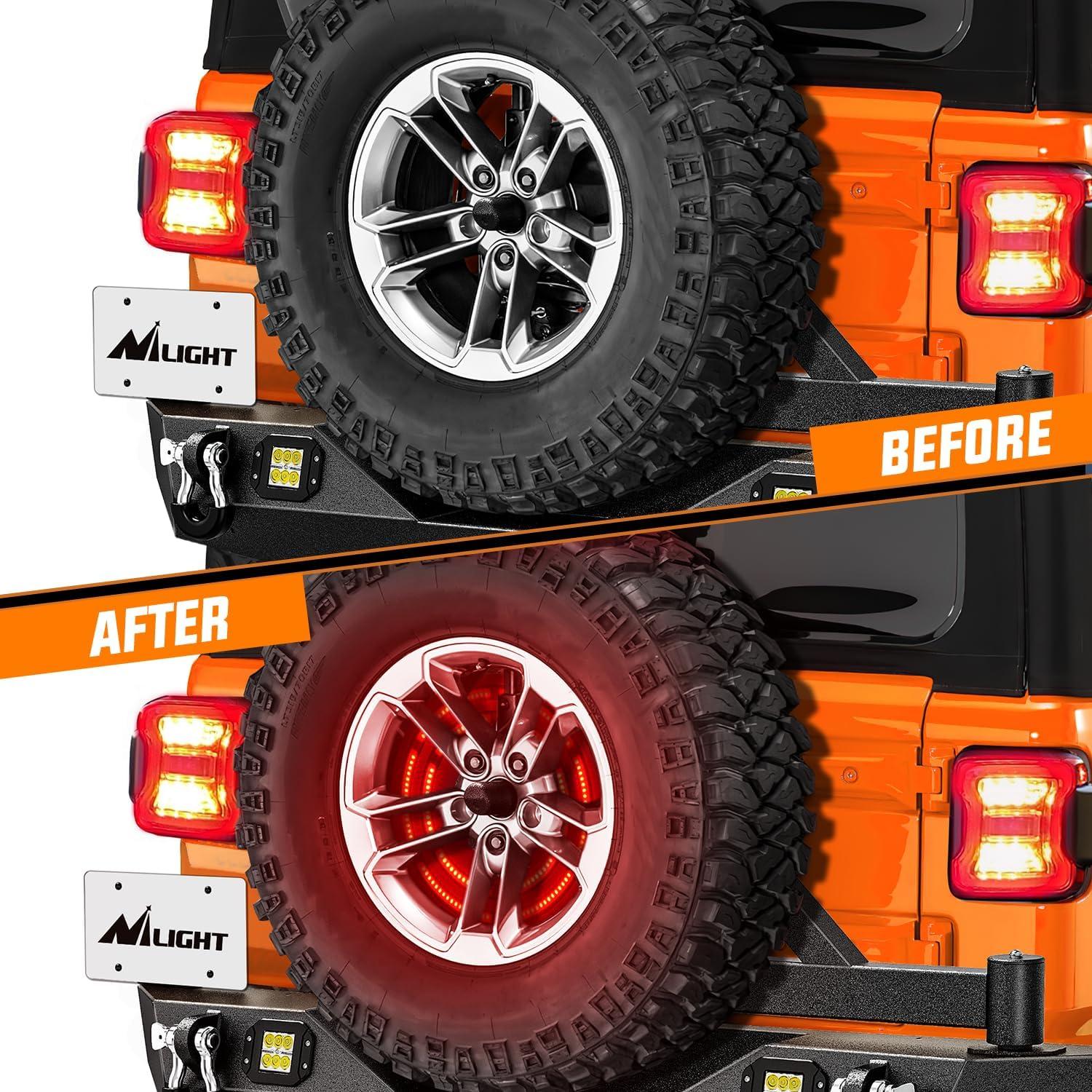 imageNilight LED Third Brake Lights High Mount Stop Tail Light with Smoked Lens for 20072018 Wrangler JKJL 20182025 Tire Brake Light Double Row