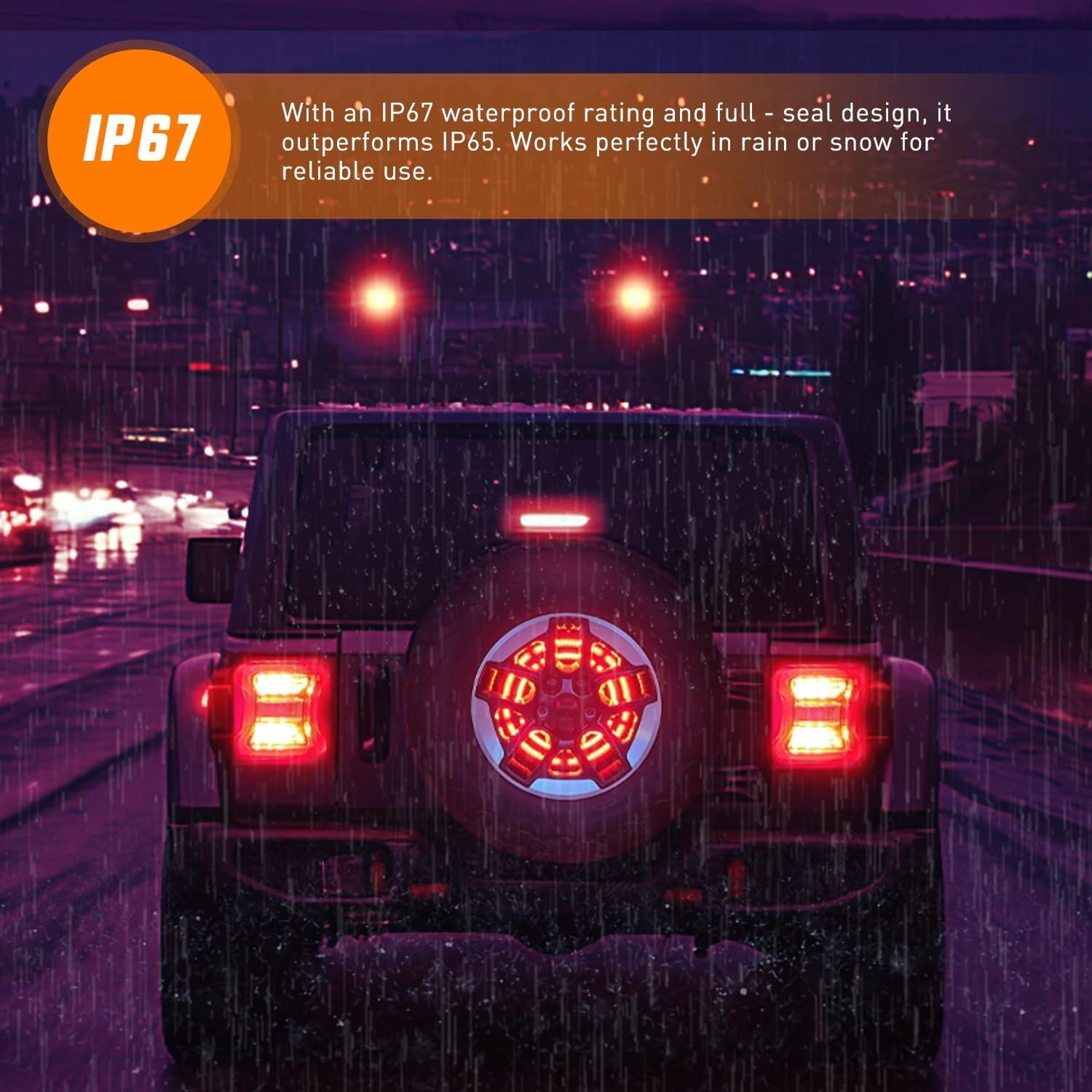 imageNilight LED Third Brake Lights High Mount Stop Tail Light with Smoked Lens for 20072018 Wrangler JKJL 20182025 Tire Brake Light Double Row