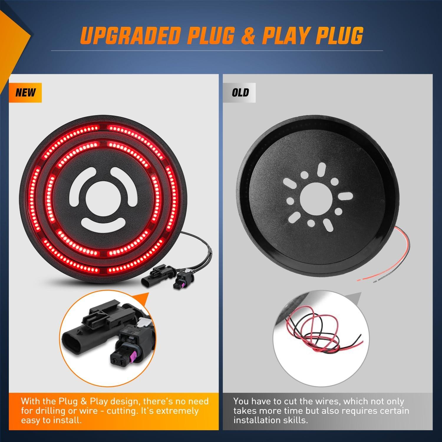 imageNilight LED Third Brake Lights High Mount Stop Tail Light with Smoked Lens for 20072018 Wrangler JKJL 20182025 Tire Brake Light Double Row