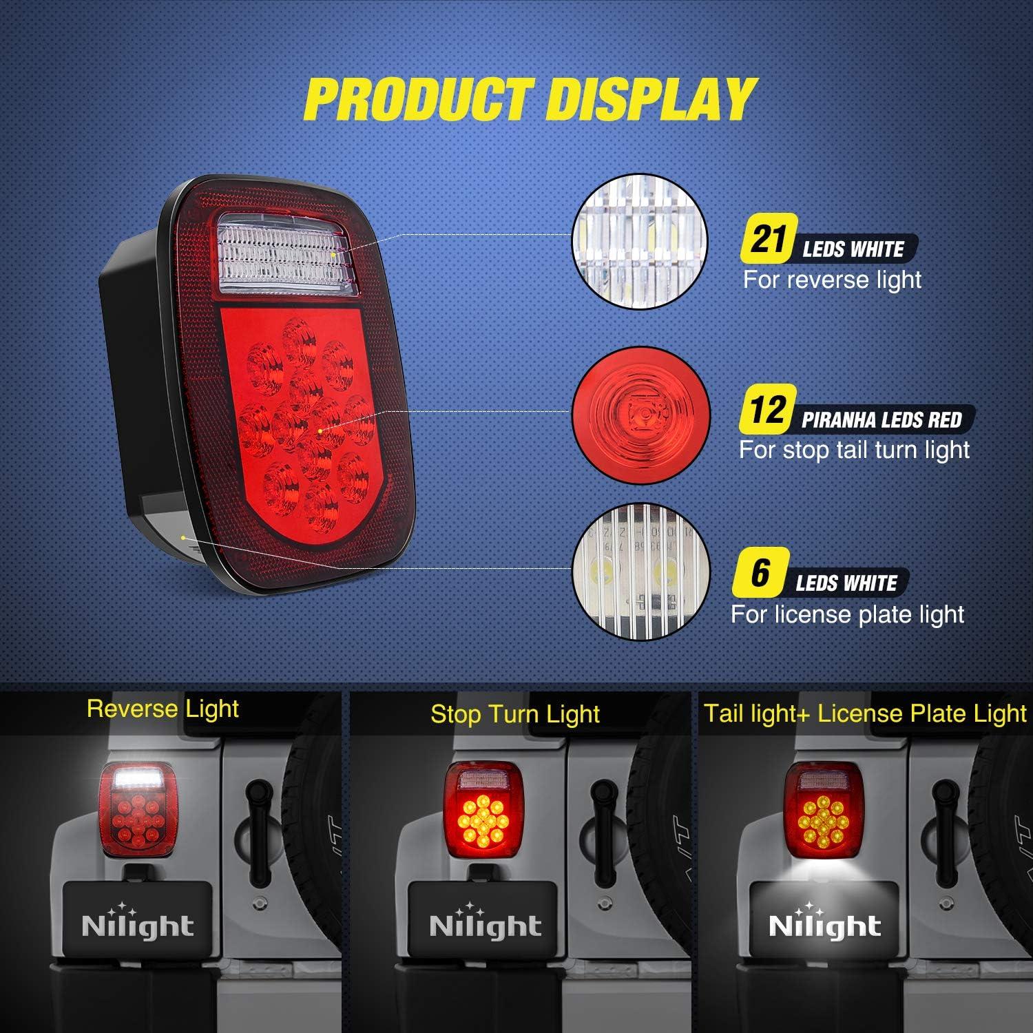 imageNilight LED Third Brake Lights High Mount Stop Tail Light with Smoked Lens for 20072018 Wrangler JKUniversal Tail LightHardwired