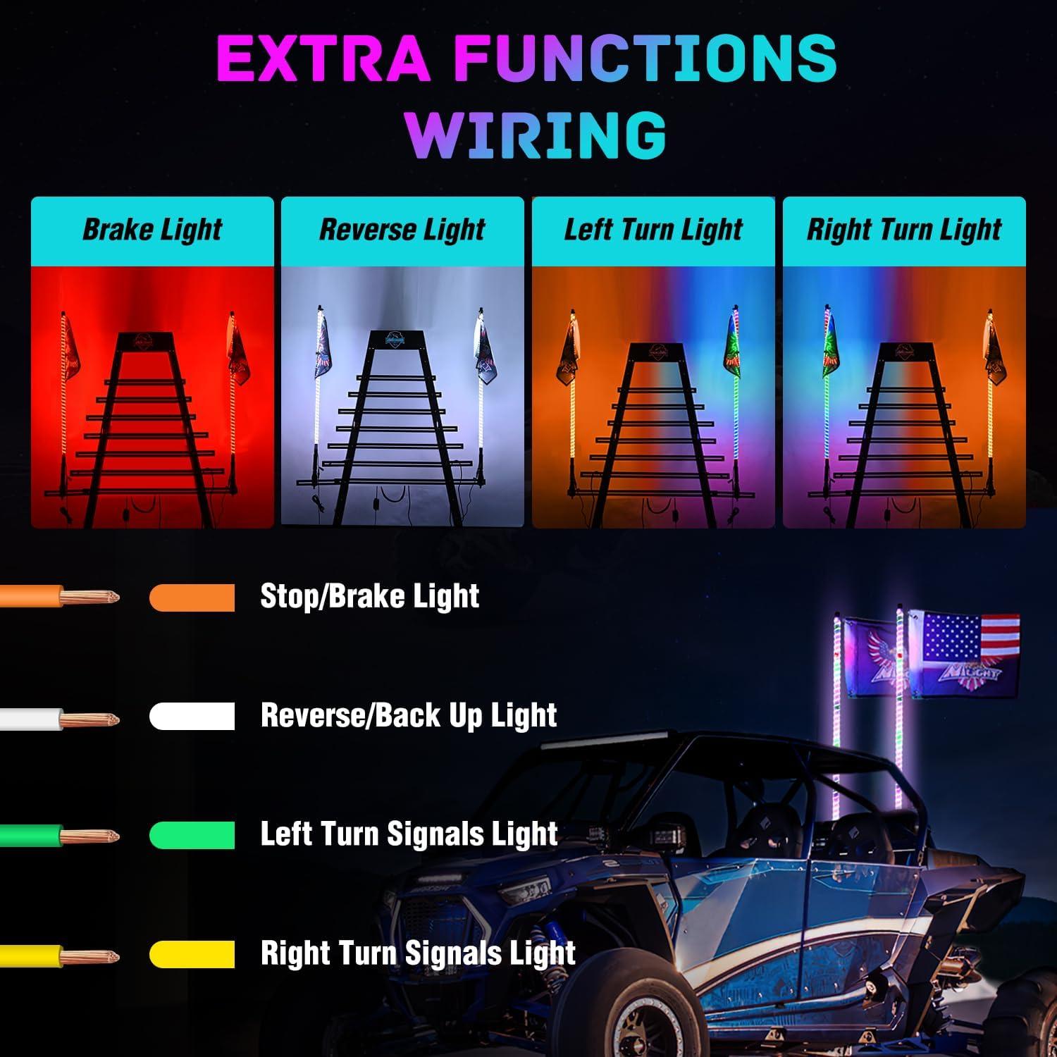 imageNilight LED Whip Light 1 PC 3FT COB RGB Lighted Antenna Whips with Spring Base Remote ampamp App Control DIY Chasing Patterns for Canam Offroad ATV UTV RZR Polaris Dune Buggy 4Wheeler Truck3FT2PCS