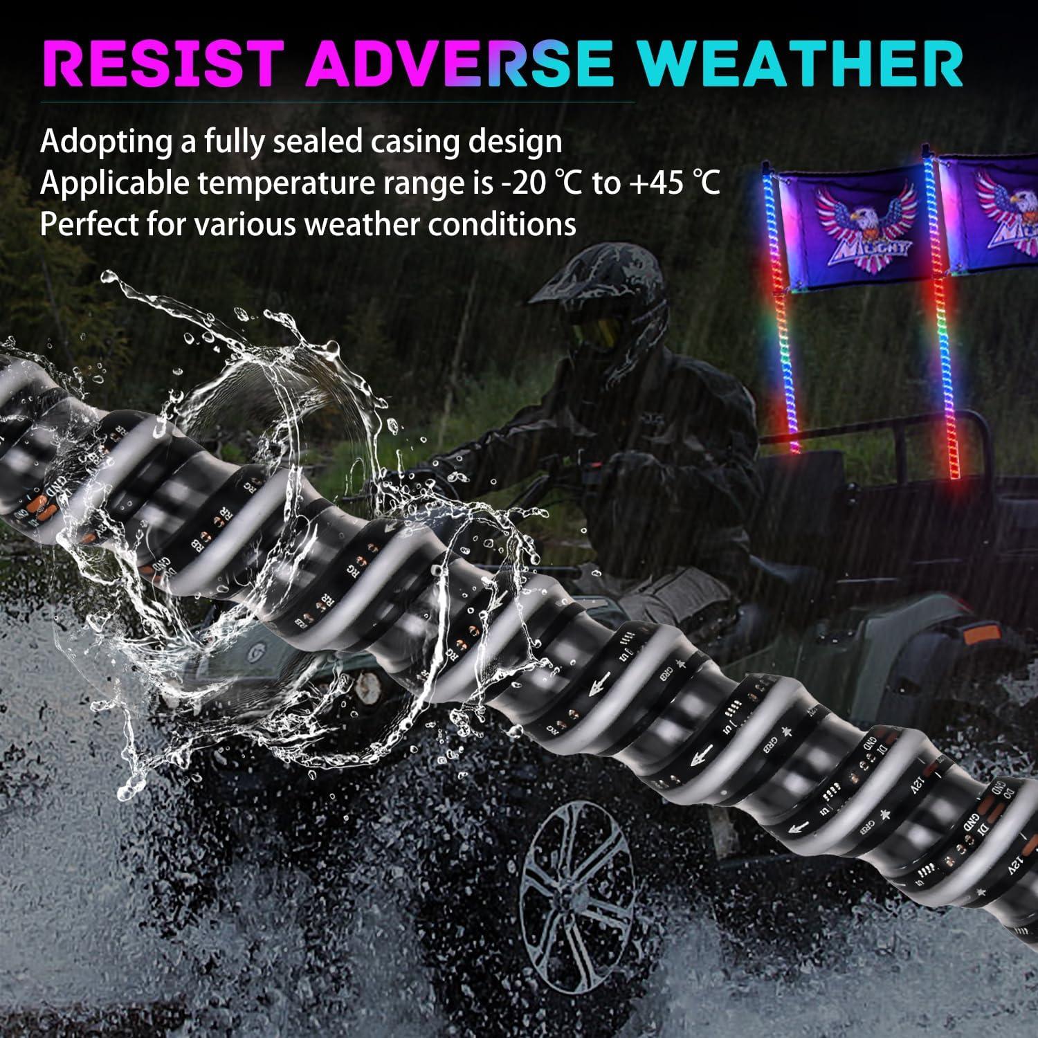 imageNilight LED Whip Light 1 PC 3FT COB RGB Lighted Antenna Whips with Spring Base Remote ampamp App Control DIY Chasing Patterns for Canam Offroad ATV UTV RZR Polaris Dune Buggy 4Wheeler Truck3FT1PC