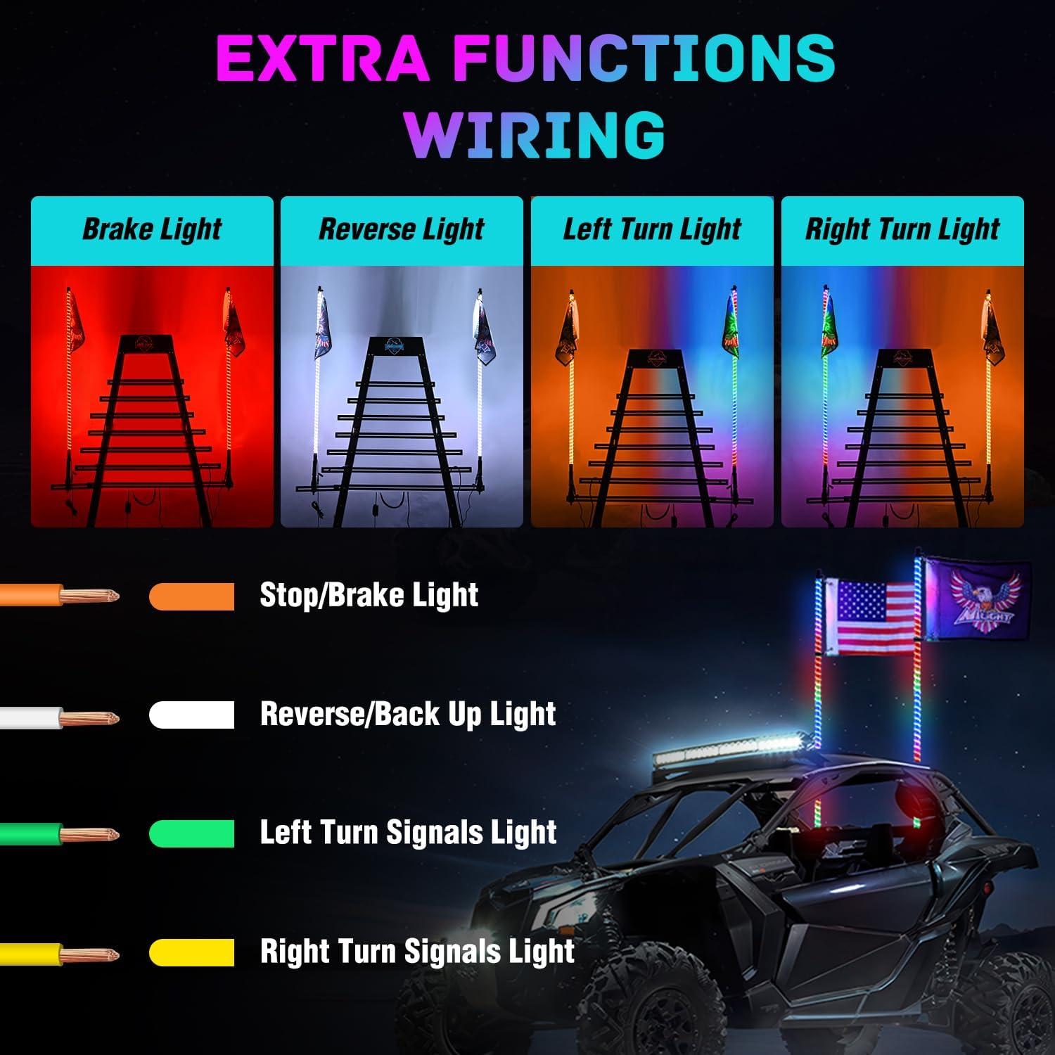 imageNilight LED Whip Light 1 PC 3FT COB RGB Lighted Antenna Whips with Spring Base Remote ampamp App Control DIY Chasing Patterns for Canam Offroad ATV UTV RZR Polaris Dune Buggy 4Wheeler Truck4FT2PCS