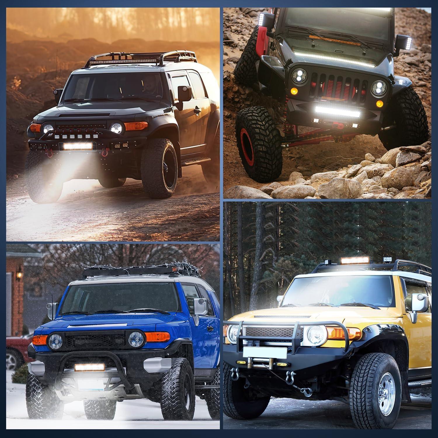 imageNilight Led Light Bar 12Inch 300W Triple Row Flood Spot Combo 30000LM Bar Driving Boat Lighting Led Off Road Lights for Trucks2 Years WarrantyAmber Shell with White Light