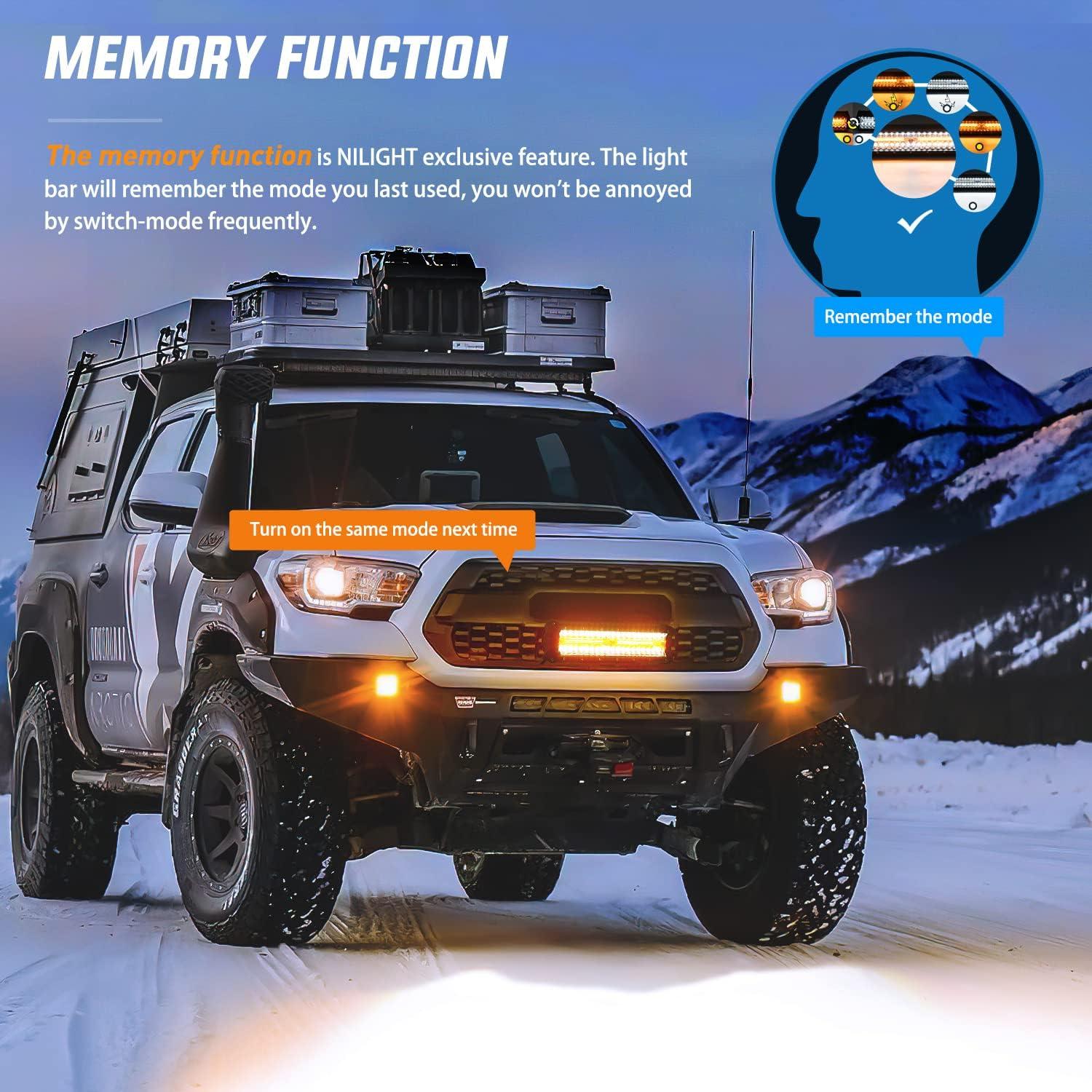 imageNilight Led Light Bar 12Inch 300W Triple Row Flood Spot Combo 30000LM Bar Driving Boat Lighting Led Off Road Lights for Trucks2 Years WarrantyAmberWhite 6 Modes