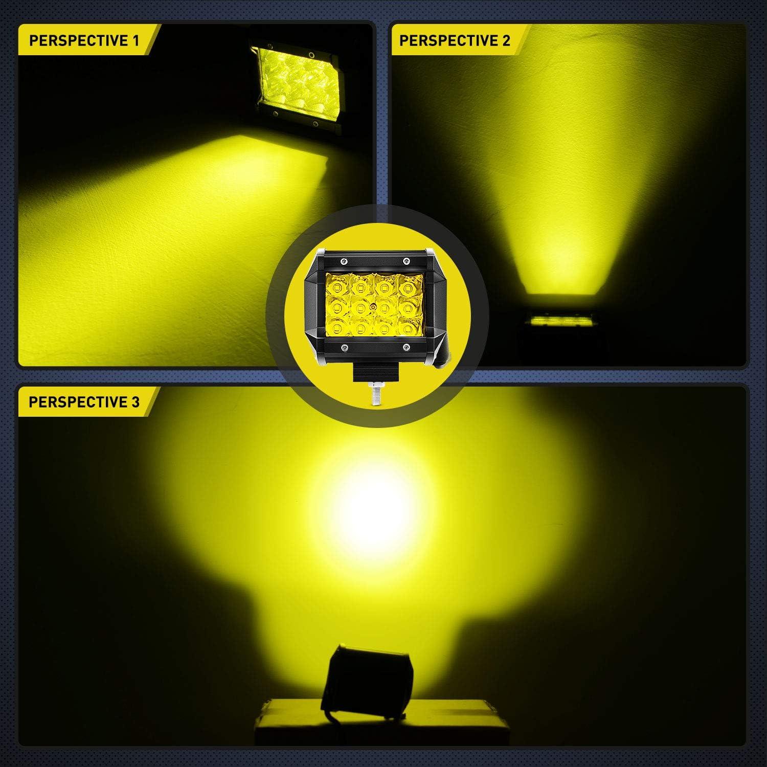 imageNilight Led Light Bar 2PCS 4 Inch 36W Amber Triple Row Spot LED Light Bar 3600LM Waterproof Led Off Road Lights with 16AWG Wiring Harness Kit2 Lead 2 Year Warranty