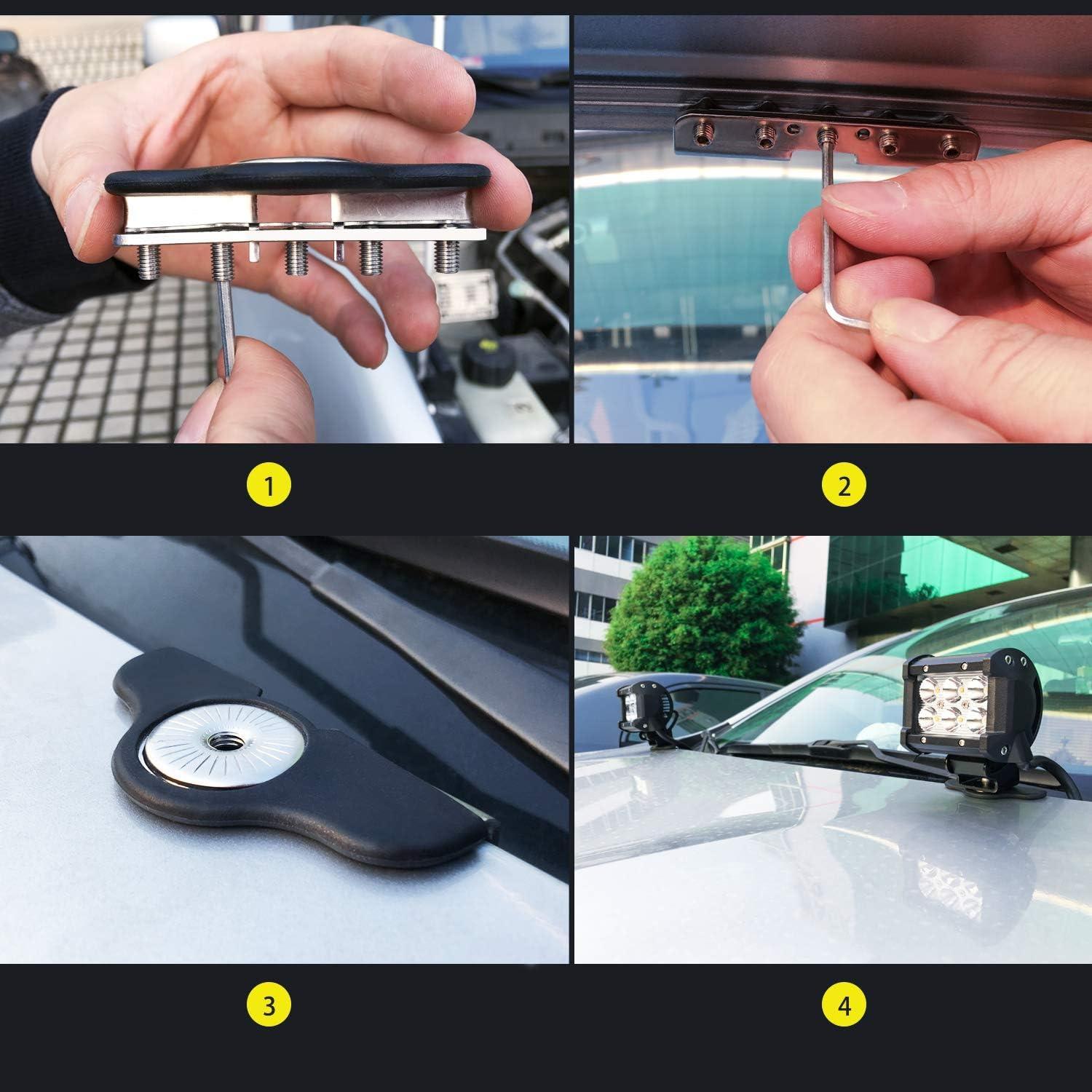 imageNilight Led Pods 2PCS 4 Inch 18W Spot LED Light Bar Off Road Lights Driving Fog Lights with 16AWG Wiring Harness Kit2 Leads for Van Camper Car Pickup Golf Cart ATV UTV SUV Truck Boat 4x4Led PodsWiring HarnessPillar Hood Bracket