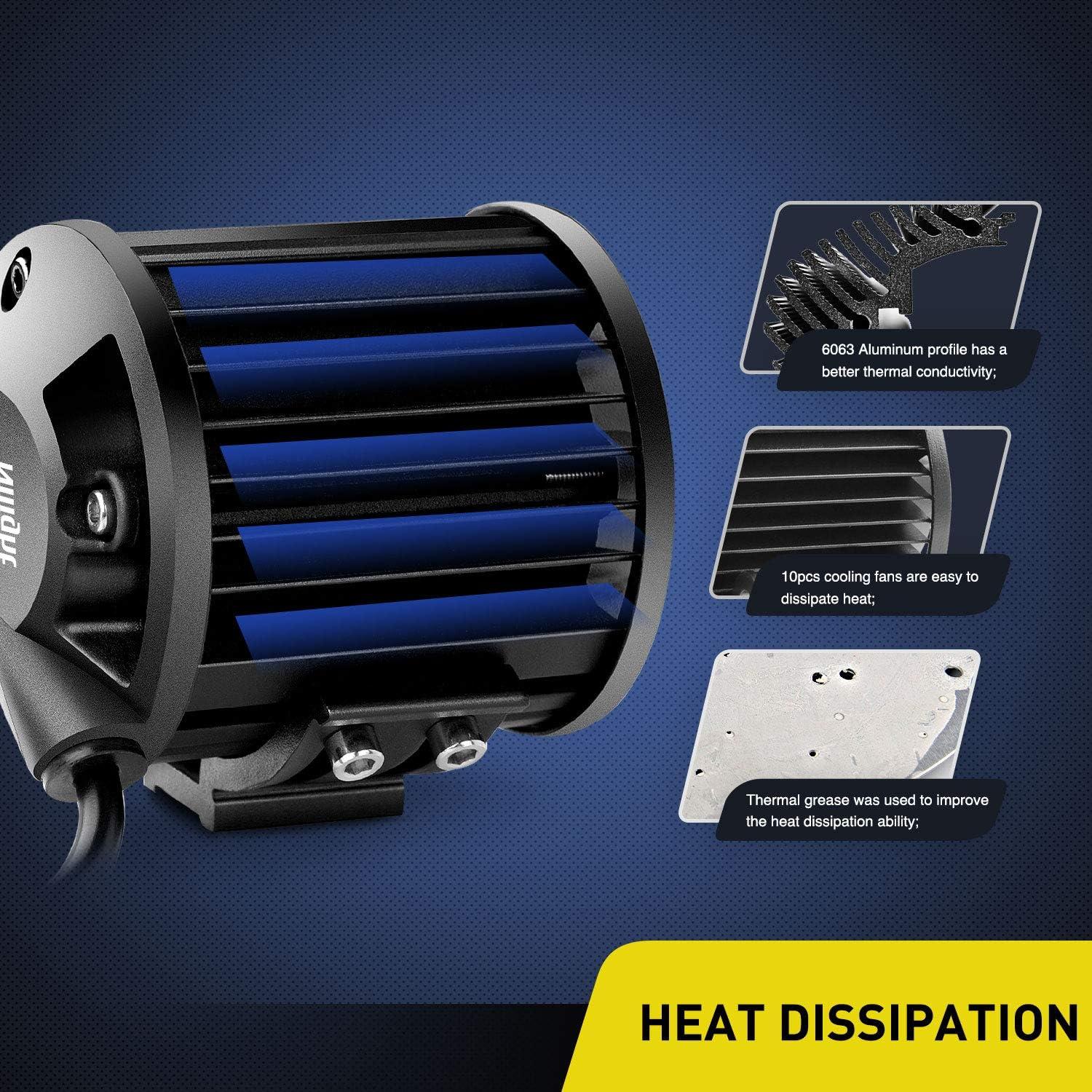 imageNilight Led Pods 2PCS 4Inch 36W 3600LM Spot Triple Row LED Light Bar Driving Lamp Roof Bumper Off Road LED Work Lights for Van Camper Wagon Car Pickup Golf Cart ATV UTV SUV Truck Boat 4x42Pcs Spot Lights