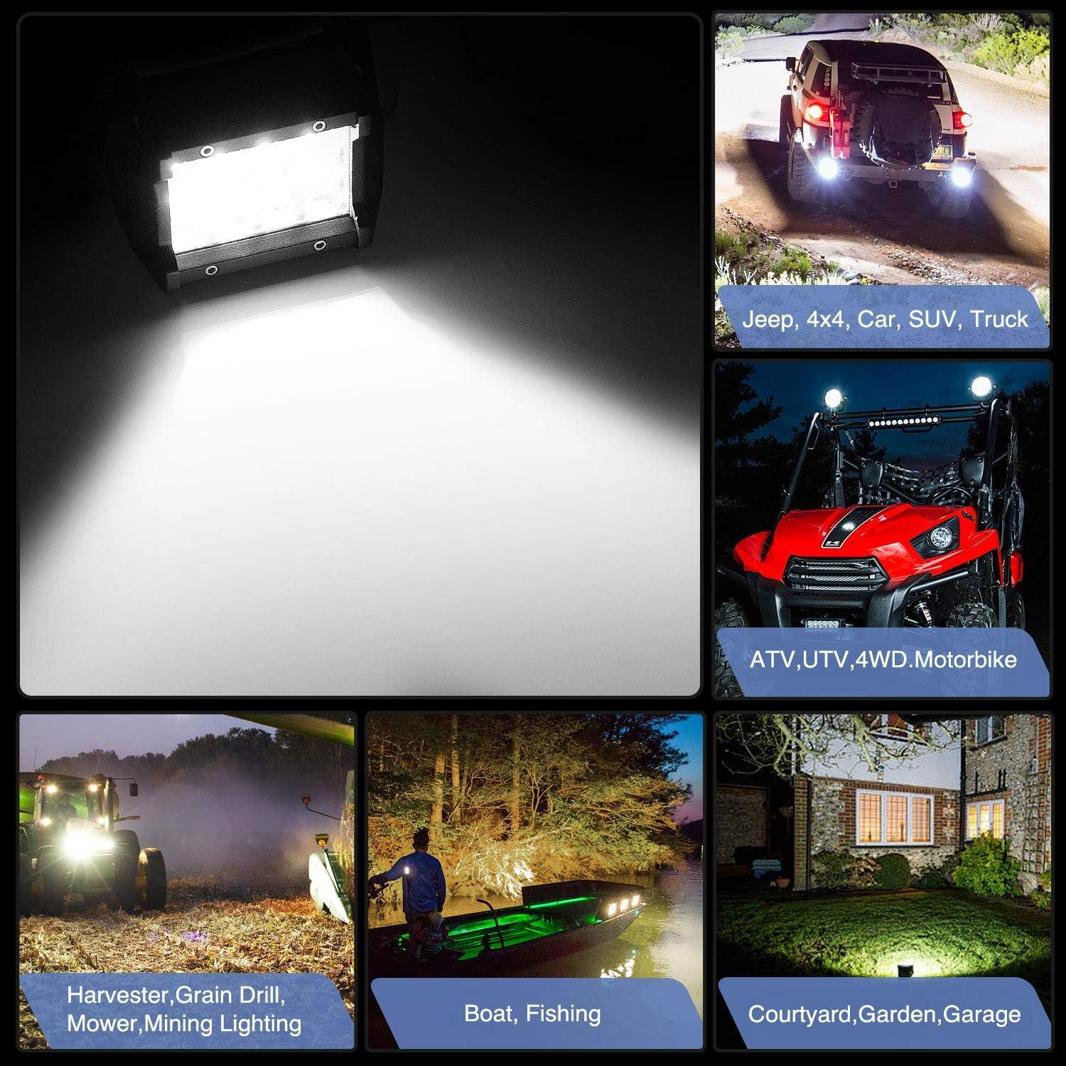 imageNilight Led Pods 2PCS 4Inch 36W 3600LM Spot Triple Row LED Light Bar Driving Lamp Roof Bumper Off Road LED Work Lights for Van Camper Wagon Car Pickup Golf Cart ATV UTV SUV Truck Boat 4x42Pcs Spot Lights