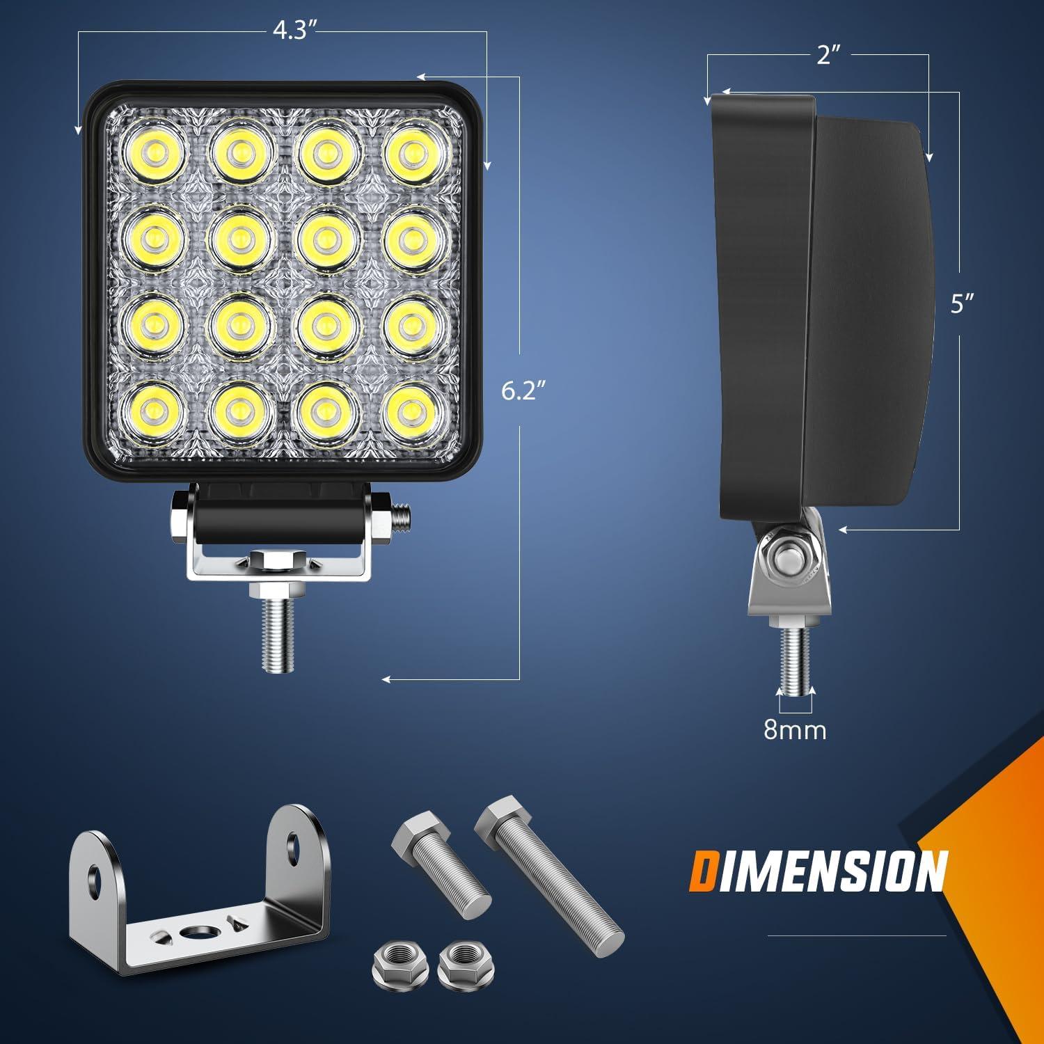 imageNilight Led Pods 2Pcs 18W 1260LM Flood Off Road Lights Super Bright Driving Work Fog Lamps for Trucks Pickup Golf Cart SUV ATV UTV 4x4 Van Camper Boat48W Ranger Backup Light