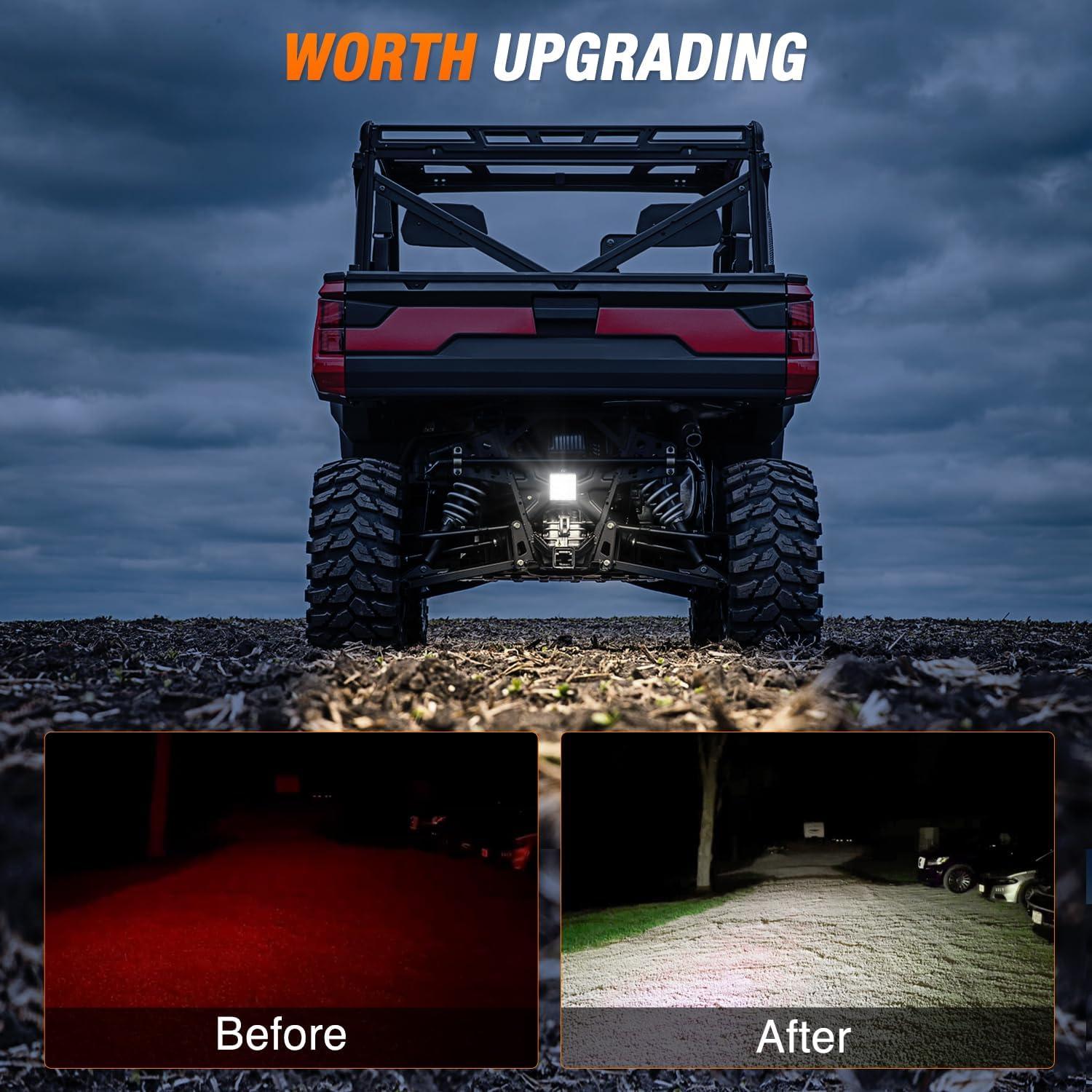 imageNilight Led Pods 2Pcs 18W 1260LM Flood Off Road Lights Super Bright Driving Work Fog Lamps for Trucks Pickup Golf Cart SUV ATV UTV 4x4 Van Camper Boat48W Ranger Backup Light