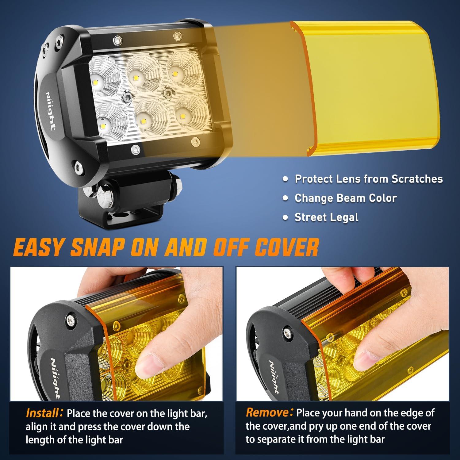 imageNilight Led Pods 2Pcs 18W 1260LM Flood Off Road Lights Super Bright Driving Work Fog Lamps for Trucks Pickup Golf Cart SUV ATV UTV 4x4 Van Camper Boat2Pcs 18w Led Light wcover