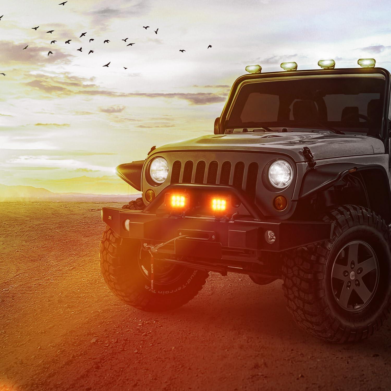 imageNilight Led Pods 2Pcs 18W 1260LM Spot Off Road Lights Super Bright Driving Fog Boat Lamp Work Lighting Bar for Trucks Van Camper Wagon Car Pickup Golf Cart ATV UTV SUV Boat 4x4Amber