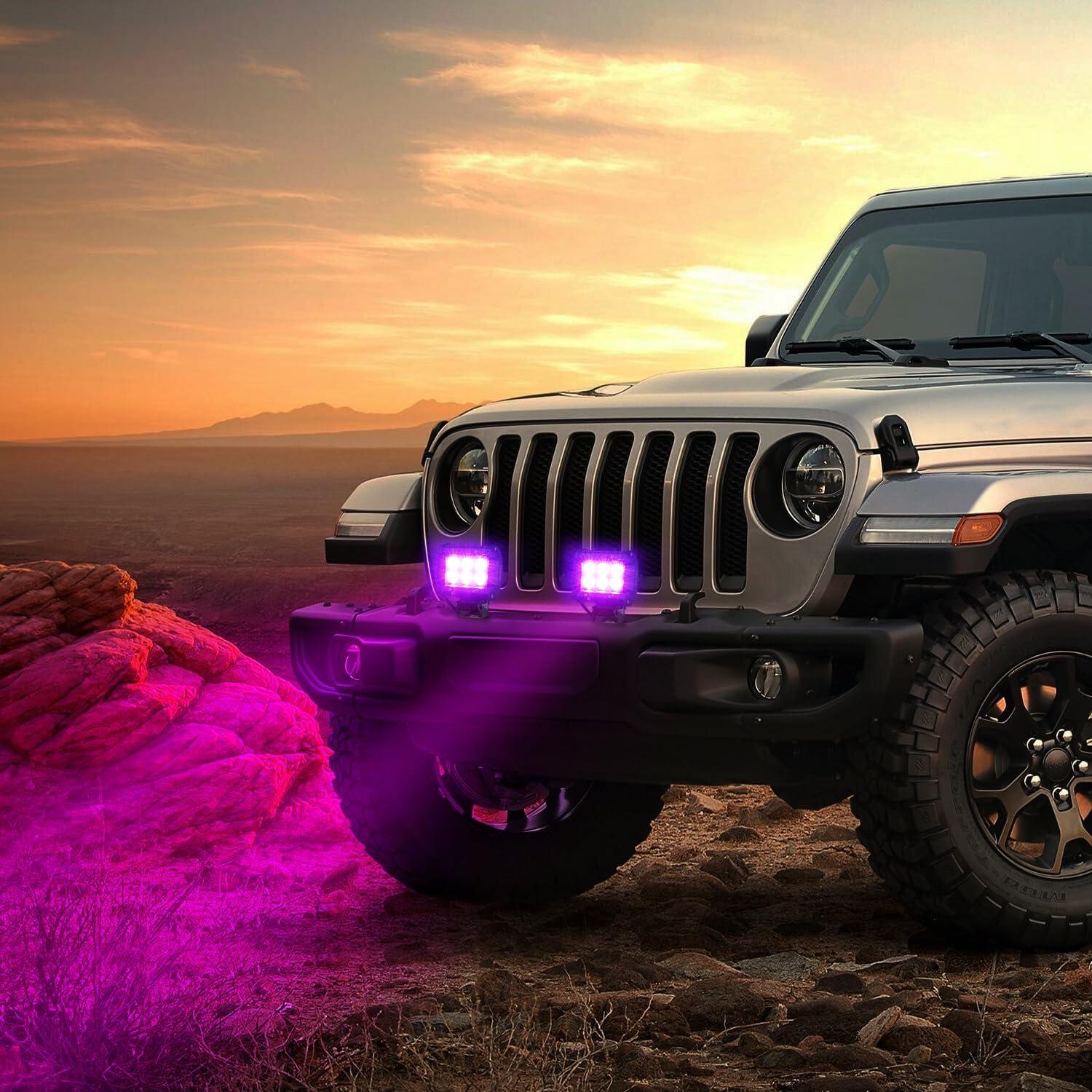 imageNilight Led Pods 2Pcs 18W 1260LM Spot Off Road Lights Super Bright Driving Fog Boat Lamp Work Lighting Bar for Trucks Van Camper Wagon Car Pickup Golf Cart ATV UTV SUV Boat 4x4Purple