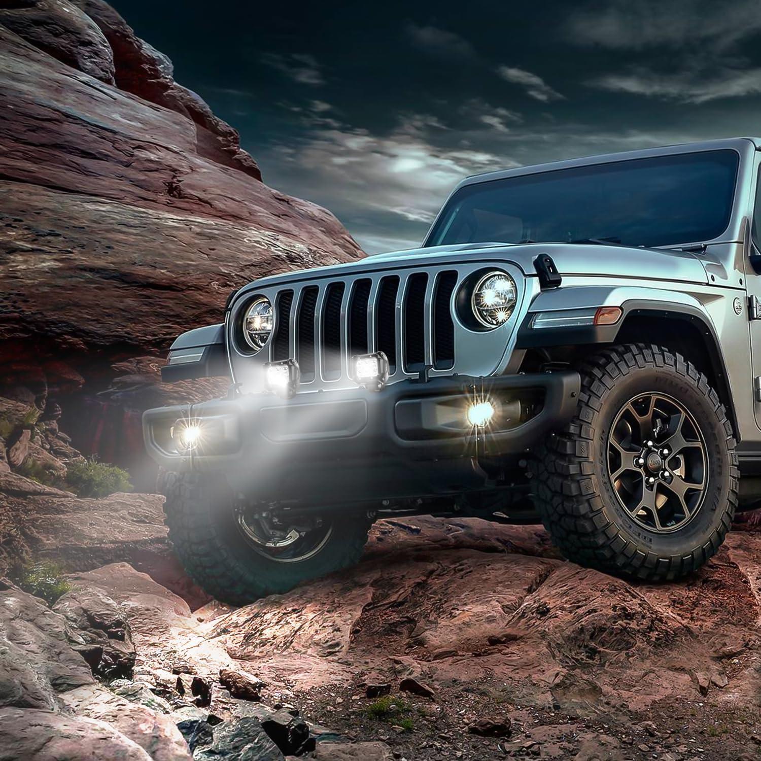 imageNilight Led Pods 2Pcs 18W 1260LM Spot Off Road Lights Super Bright Driving Fog Boat Lamp Work Lighting Bar for Trucks Van Camper Wagon Car Pickup Golf Cart ATV UTV SUV Boat 4x41PC Flood White