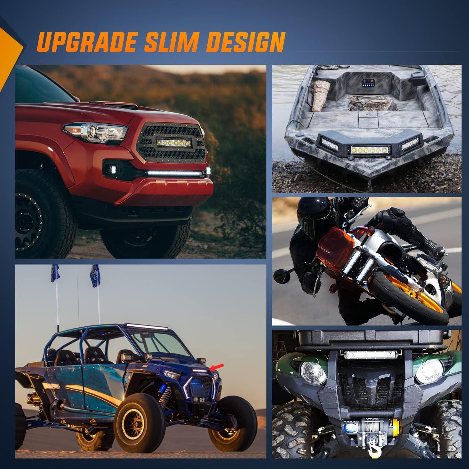 imageNilight Led Pods Light Bar Super Slim 2Pcs 7 Inch 30W Spot Driving Fog 3600LM Off Road Lighting for Trucks Pickup SUV ATV UTV Boat 4x4 Van Camper  2 Style MountingWhite